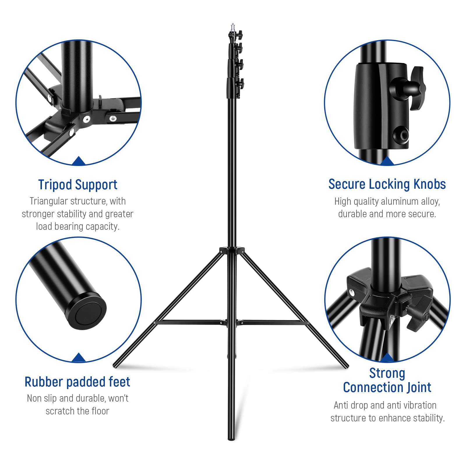 NEEWER 13ft/4m Heavy Duty Air Cushioned Light Stand - All Metal Photography Tripod with 1/4” to 3/8” Reversible Spigot, 3-Way Mounting & Metal Locking Knobs (Max Load 6.5lb/3kg) - Perfect for Studio, Portrait, and Video Lighting Setups