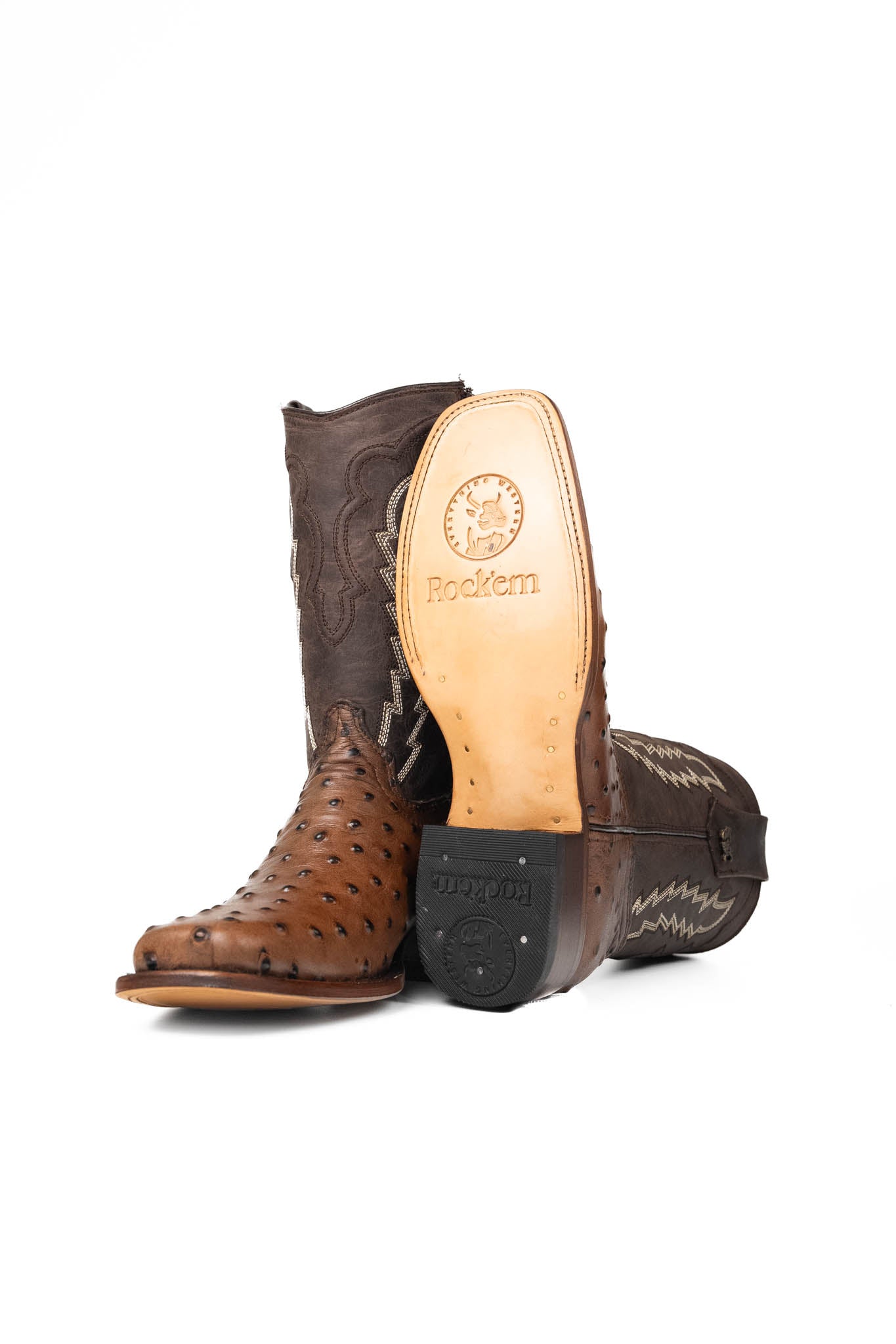 Stylish Ostrich Leather Cowboy Boots with Zipper for Men & Women - Perfect for Rodeo, Western Fashion & Country Events