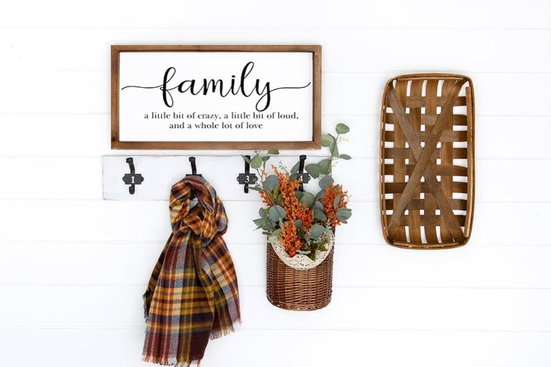 Farmhouse Family Sign with Wood Frame - Rustic Wall Decor for Home, Kitchen, Living Room, Bedroom & Bathroom | MODE HOME Family Wall Art for Cozy Home Decor