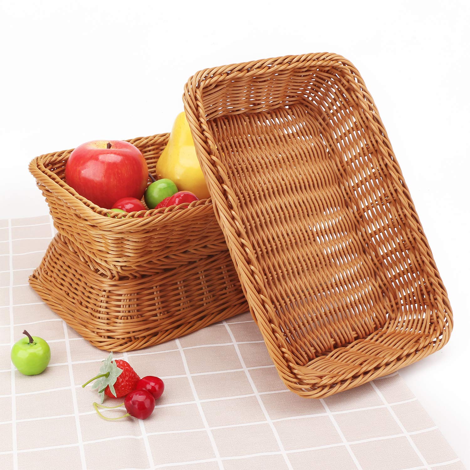 EUSOAR 3-Piece Woven Bread Basket Set - 11.8
