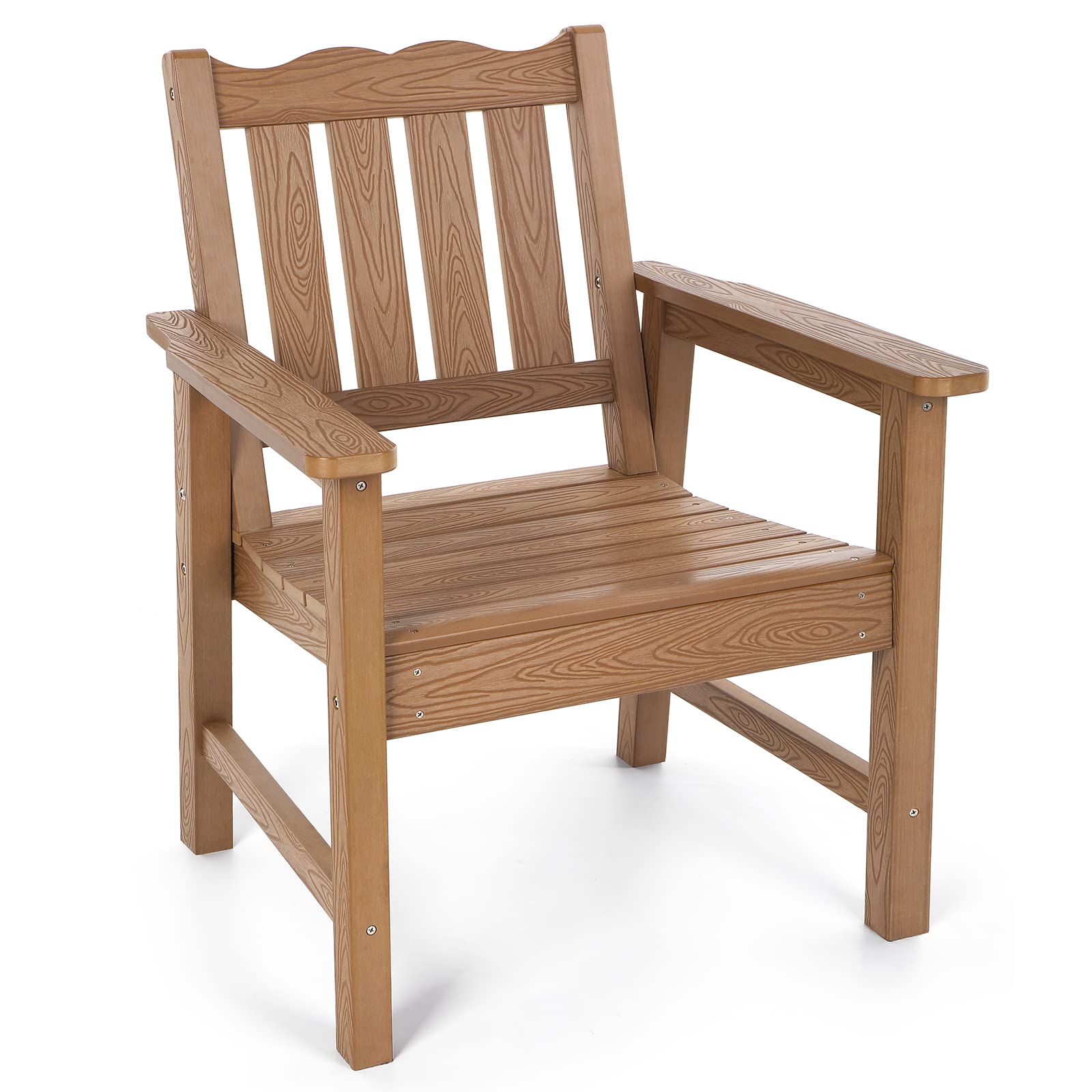Stoog All-Weather Patio Chair - 400 lbs Weight Capacity - Real Wood Look Outdoor Furniture for Deck, Pool & Backyard - Perfect for Relaxing in Garden or by Swimming Pool