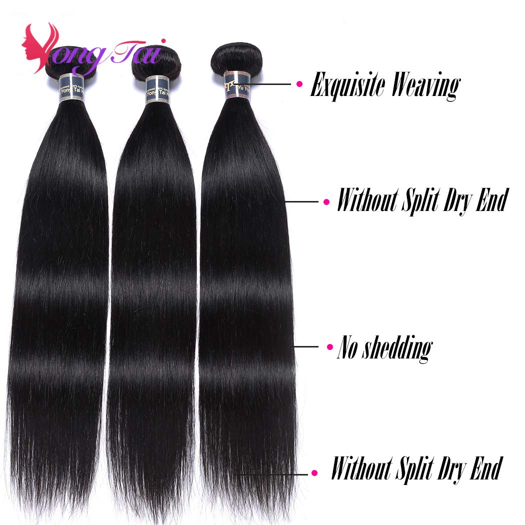 3 Bundles 20 22 24 Inch 9A Malaysian Virgin Straight Human Hair Weave - 100% Unprocessed 1B Color Natural Hair Extensions for Women | Perfect for Daily Styling, Special Occasions & Salon Quality Looks