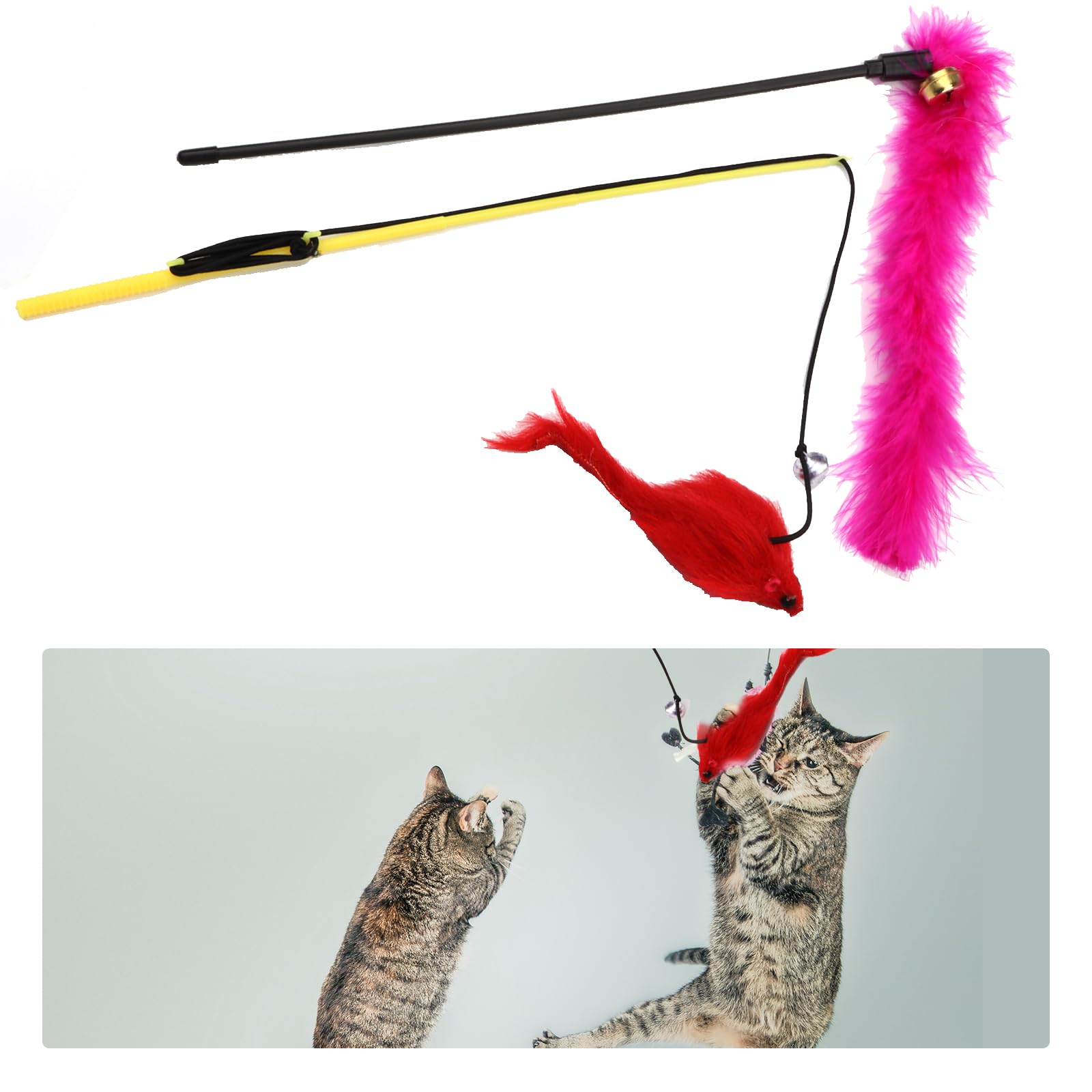 QUOZUO 32-Pack Cat Toys Variety Set - Jingle Balls, Feather Wands, Crinkle Mice & Catnip Toys for Indoor Cats & Kittens - Perfect for Playtime, Training & Bonding with Your Feline Friend