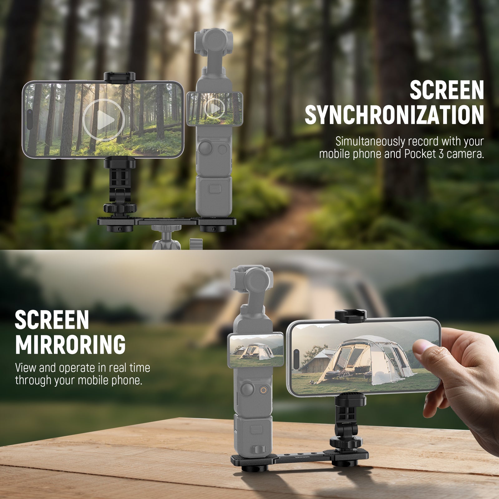NEEWER AC021 Universal Phone Holder Mount for DJI Osmo Pocket 3 - Compatible with Smartphones & Action Cameras - Perfect for Vlogging, Live Streaming & Outdoor Adventures