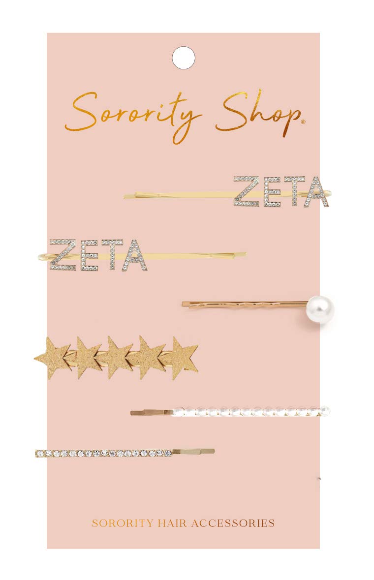 Zeta Tau Alpha Sorority Hair Clips - 6 Pack | Greek Letter Hair Accessories for Sorority Sisters - Perfect for Bid Day, Recruitment & Sisterhood Events