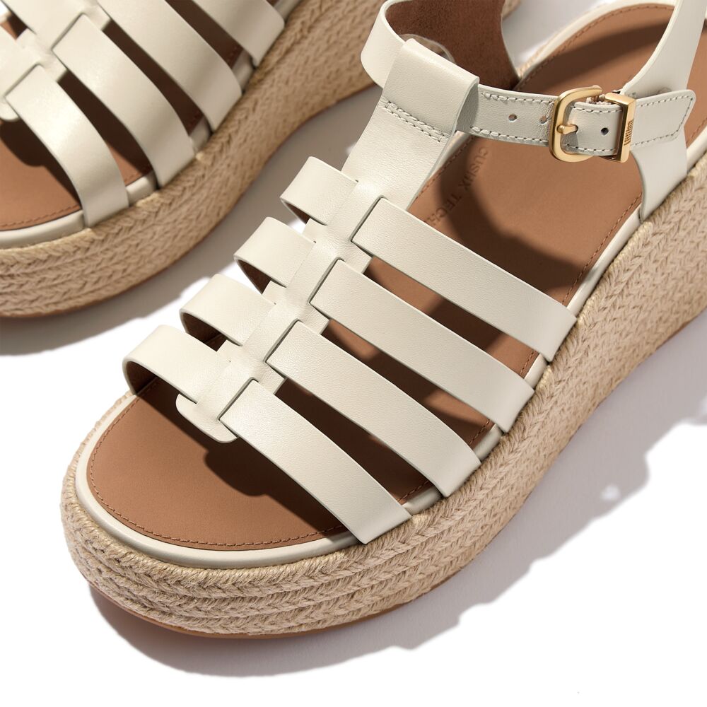 FitFlop Platform Espadrille Leather Wedge Fisherman Sandals for Women - Comfortable Summer Beach Walking Shoes (Paris Beige) | Perfect for Vacation, Travel & Casual Outings