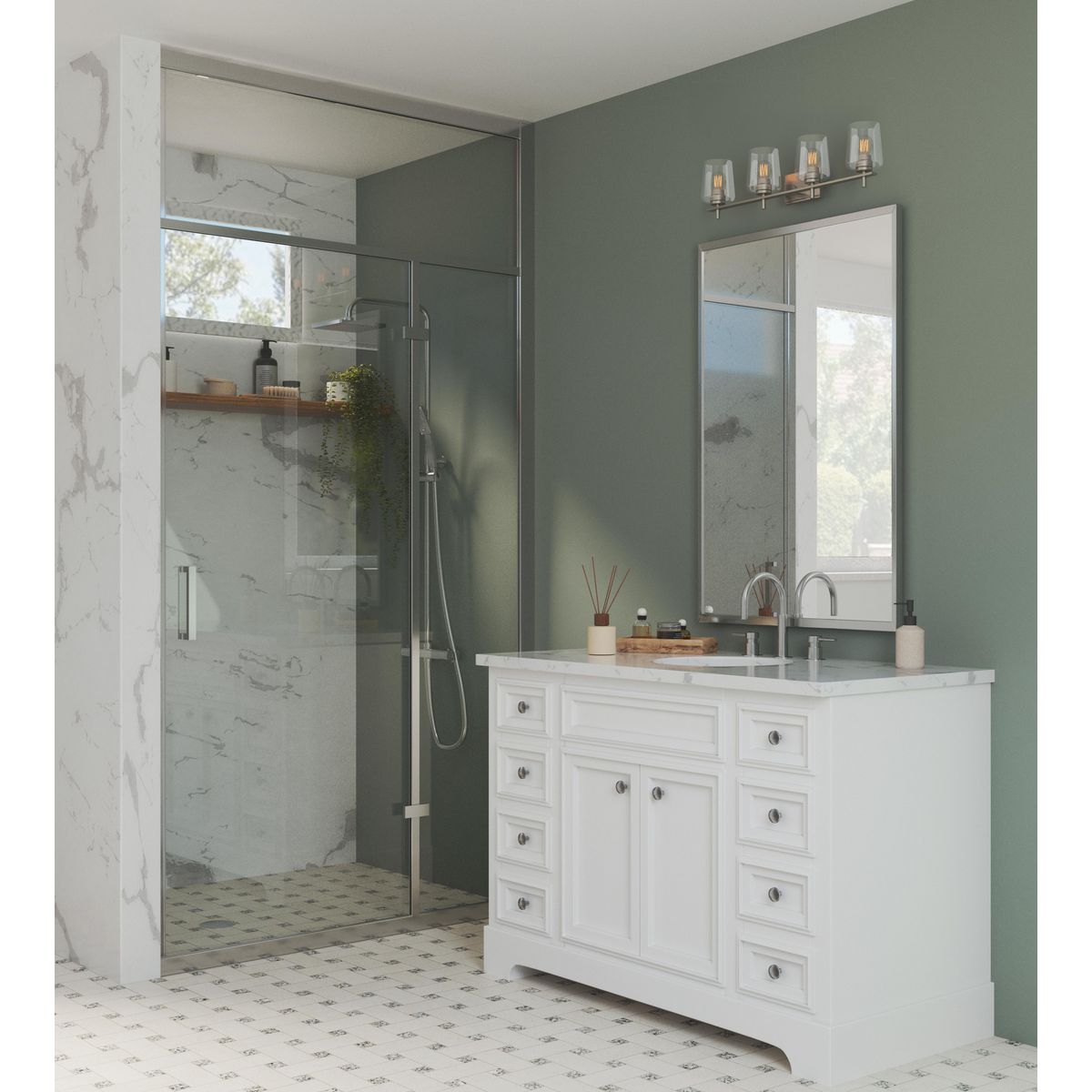 Calais Collection 4-Light Clear Glass Bathroom Vanity Light Fixture – Perfect for Modern Bathrooms, Powder Rooms & Dressing Areas