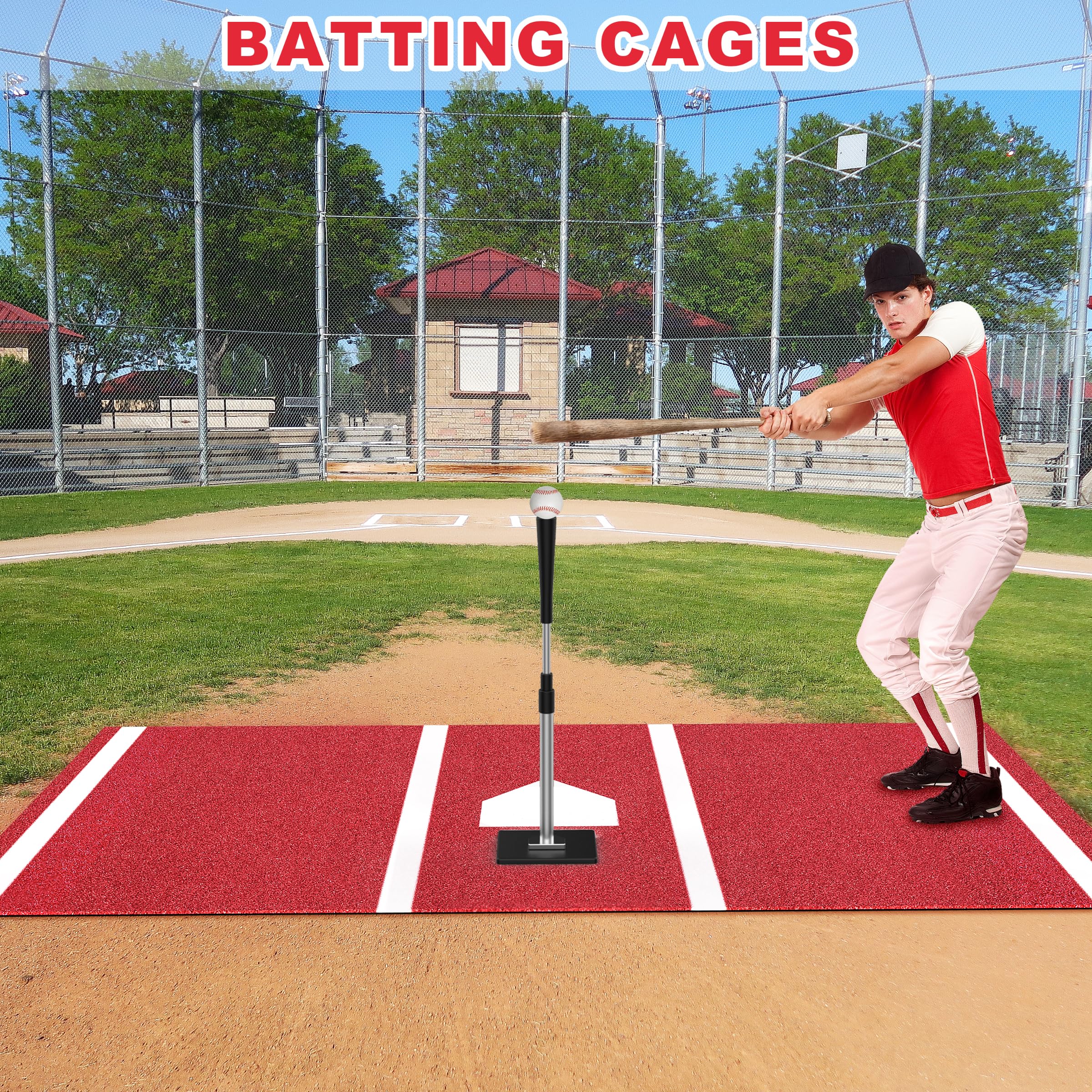 Pro Baseball Hitting Mat with Non-Slip TPR Rubber Backing & Home Plate - Training Mat for Baseball & Softball | Indoor/Outdoor Practice, Batting Cage, Backyard Drills