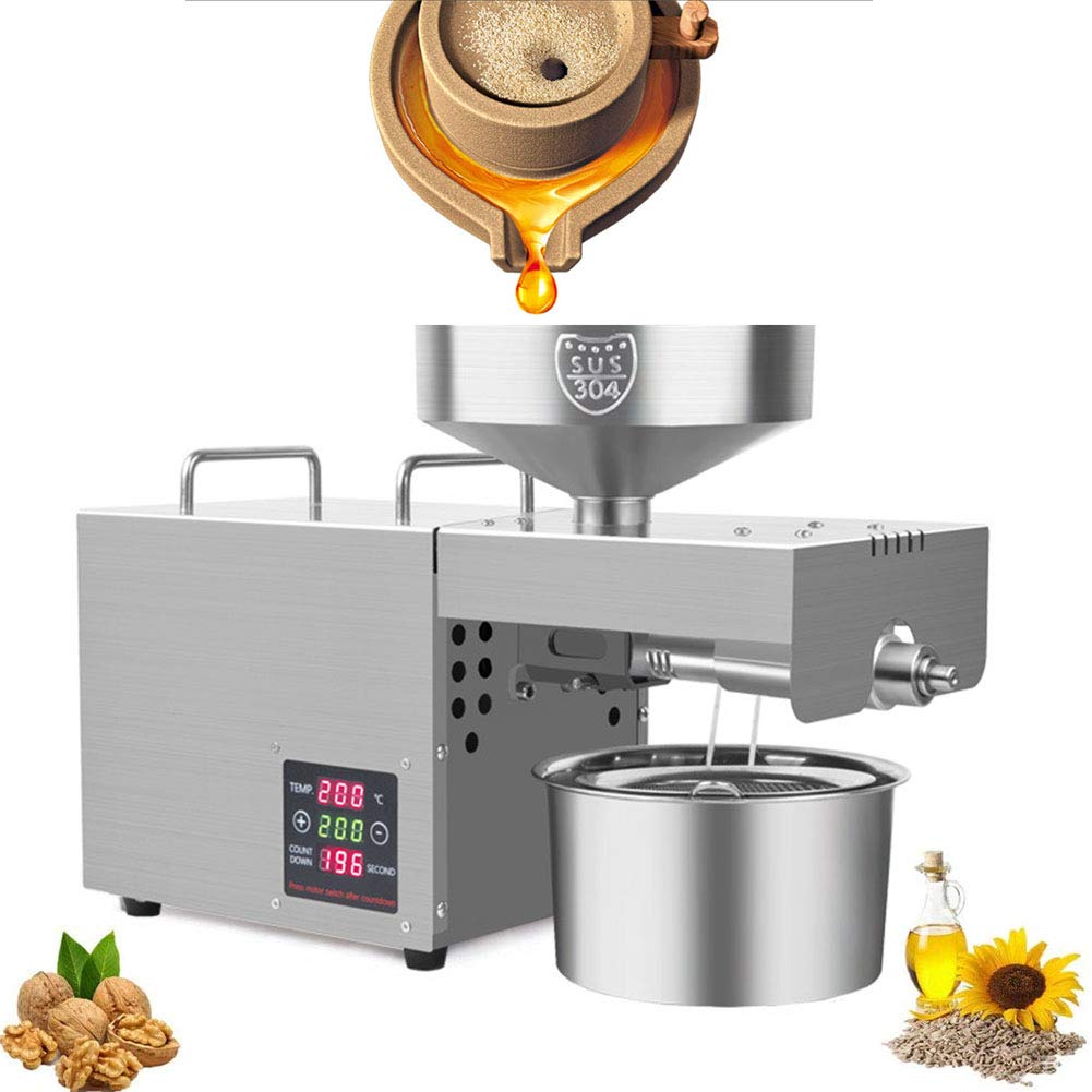 Automatic Cold & Hot Oil Press Machine for Nuts, Seeds - Stainless Steel Home & Commercial Oil Expeller (3-6Kg/H) - Perfect for Making Peanut, Almond, Coconut, Sunflower Oil at Home or Small Business