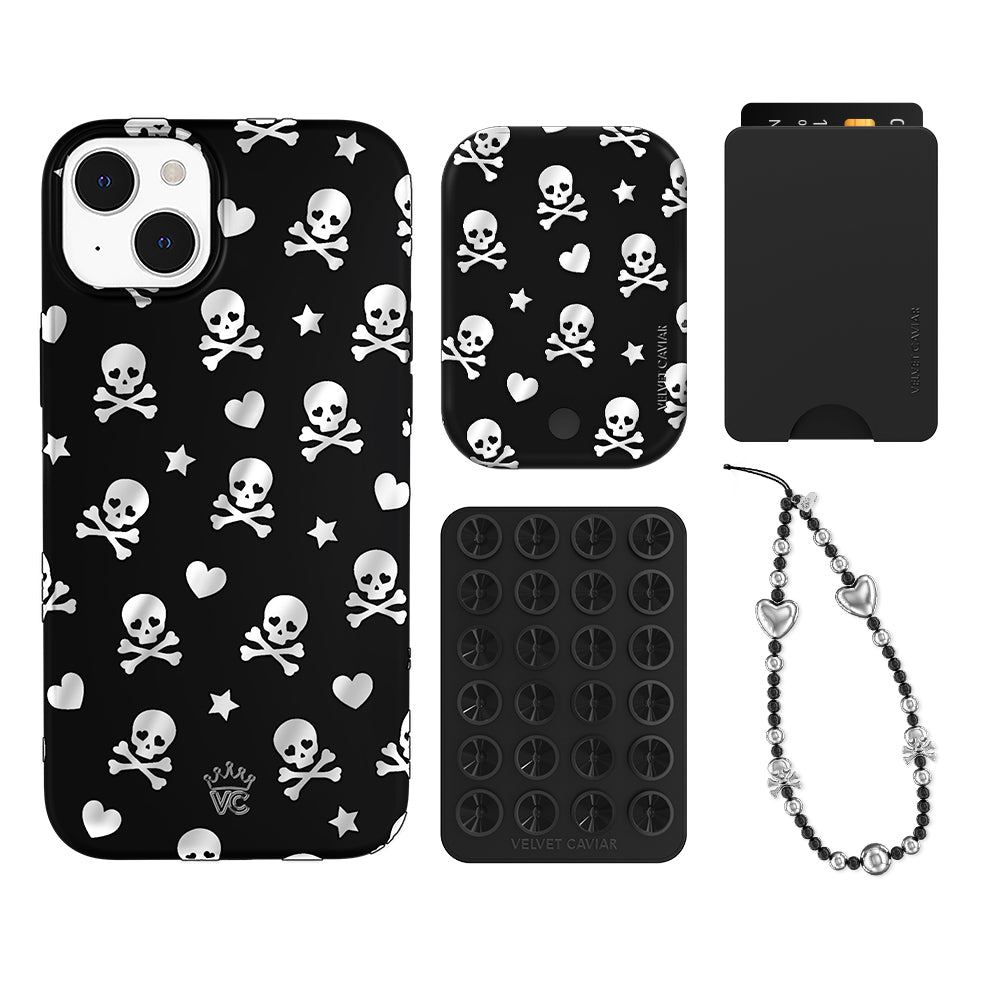 Chrome Skulls iPhone Case & Wallet Bundle Set - Stylish Protective Cover with Card Holder for Everyday Use and Travel