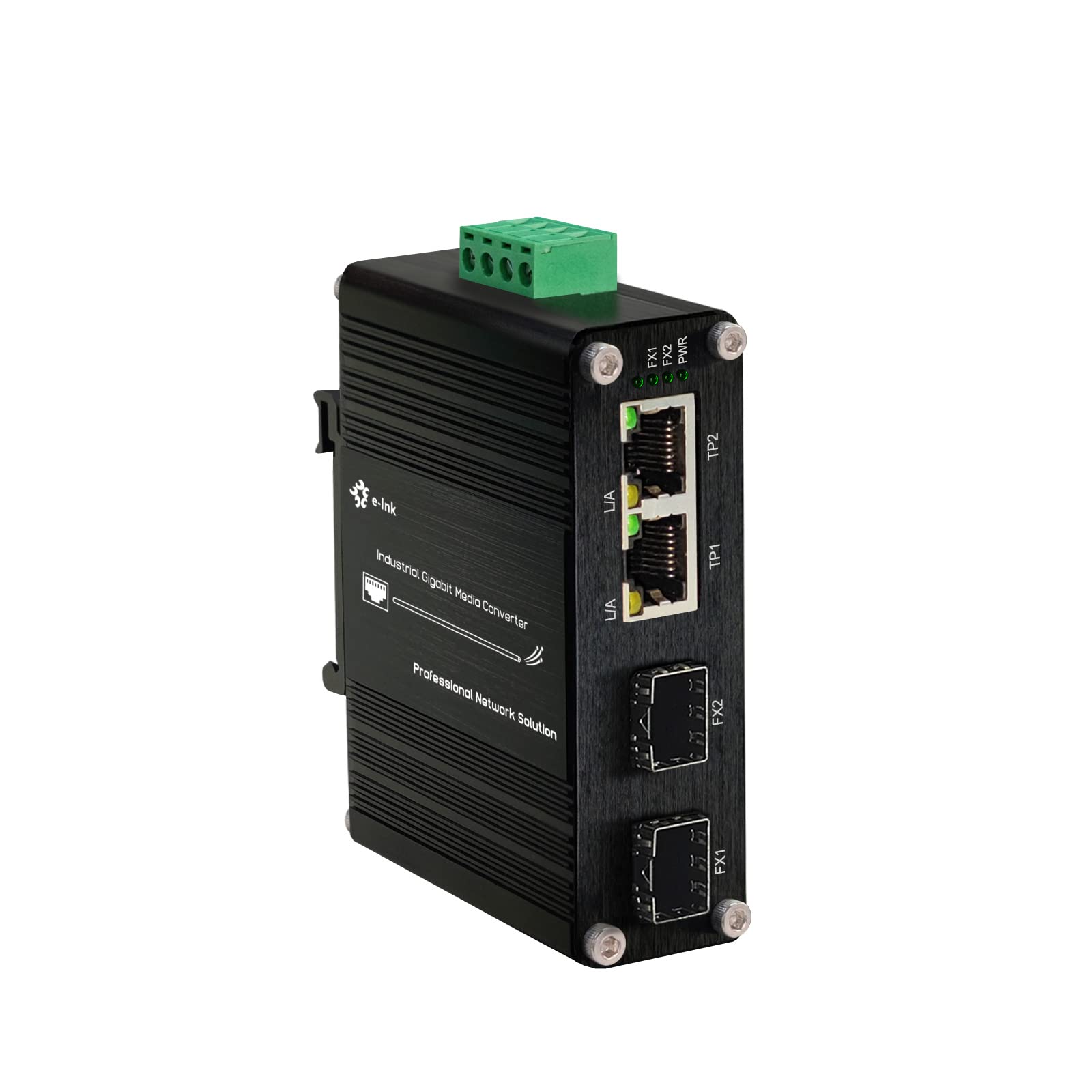 Industrial 2-Port Gigabit Media Converter | DIN Rail Mount | 10/100/1000Mbps Ethernet to SFP Fiber Converter | 2 RJ45 & 2 SFP Ports | Weatherproof for Outdoor Use | Perfect for Industrial Networks, Data Centers & Harsh Environments