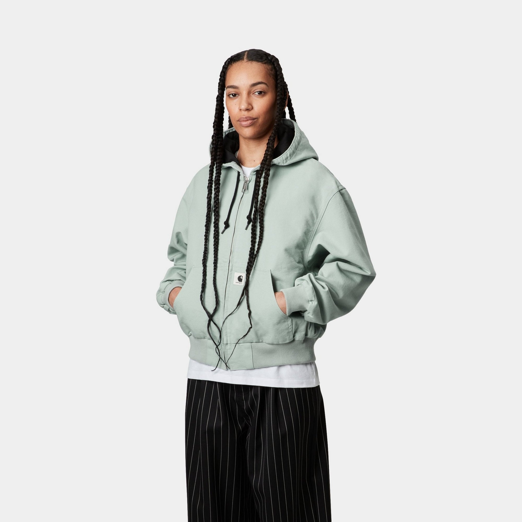 Women's OG Active Jacket - Lightweight Spring Water-Resistant Hooded Jacket for Running & Hiking | Frosted Green Outdoor Wear for Women's Fitness & Casual Style