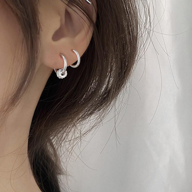 Multi-Way Geometric Small Ring Huggie Hoop Earrings for Women | HE3882 | Minimalist Stackable Earrings for Everyday Wear, Work & Date Night