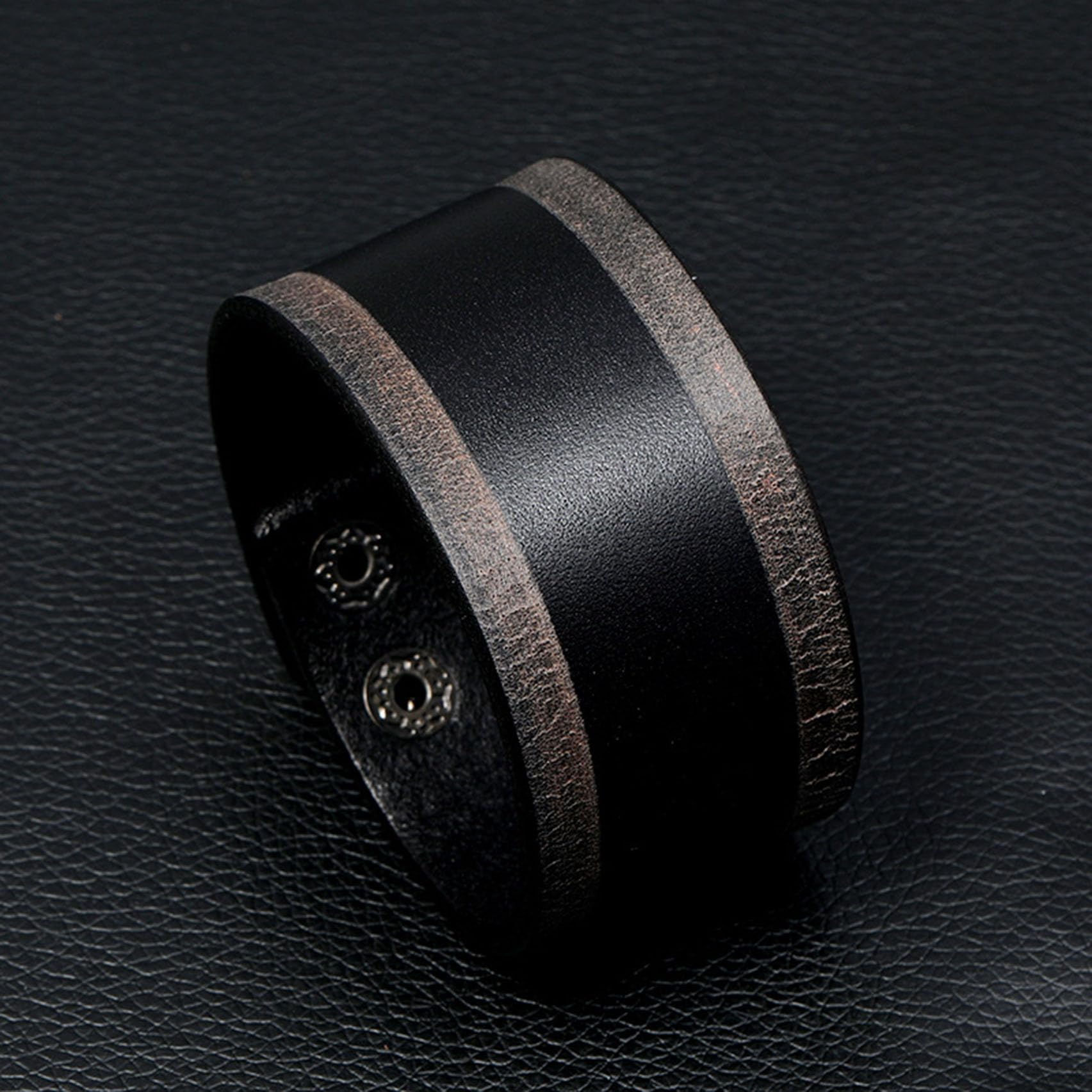 Punk Rock Adjustable Snap Wristband - Faux Leather Arm Cuff Bracelet with Print Pattern | Edgy Fashion Accessory for Concerts, Festivals & Gothic Style Outfits