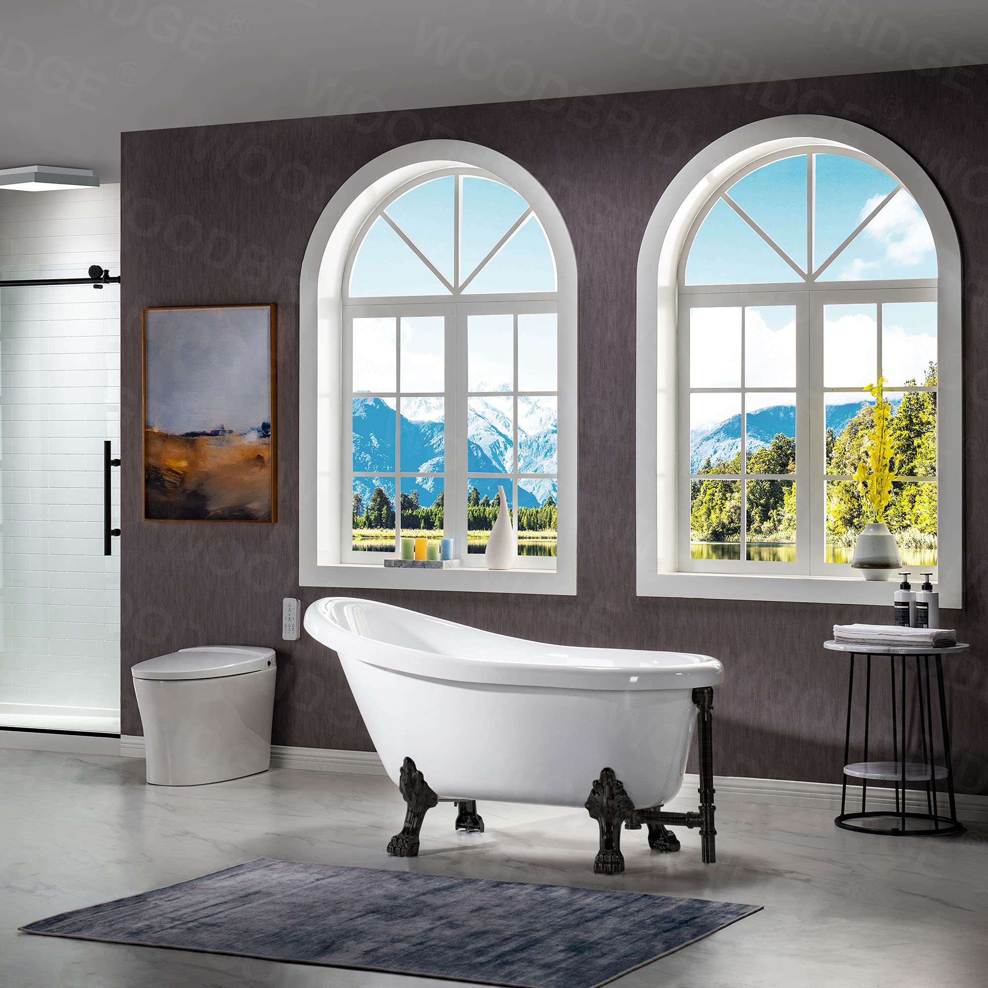 WOODBRIDGE B0021 Oil Rubbed Bronze Bathtub with ORB Feet & Drain - Freestanding Soaking Tub for Luxury Bathroom & Spa Relaxation