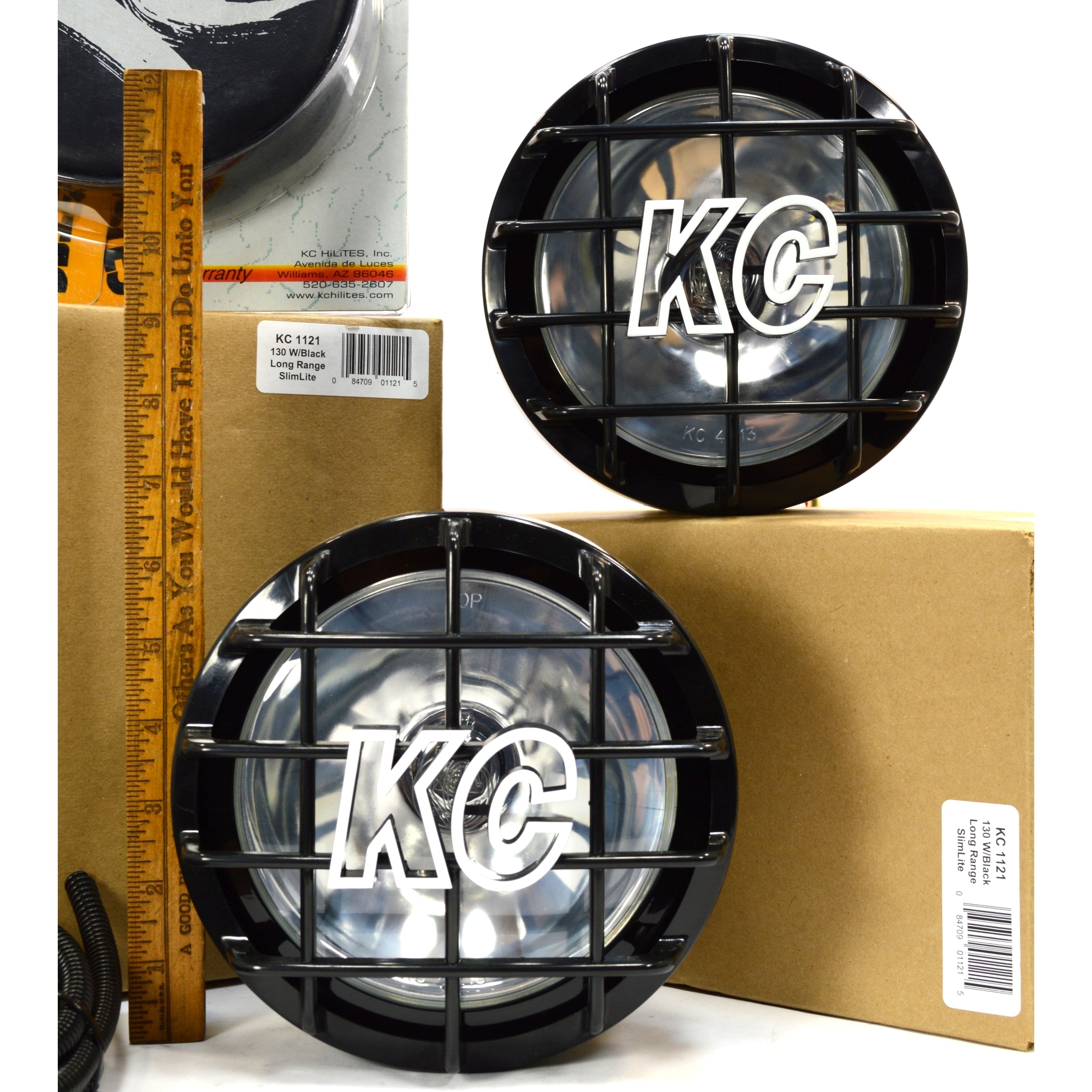 KC SlimLites 6 Round Long Range Driving & Fog Lights - New & Used Lot with Extras - Perfect for Off-Road, Truck, and Jeep Adventures