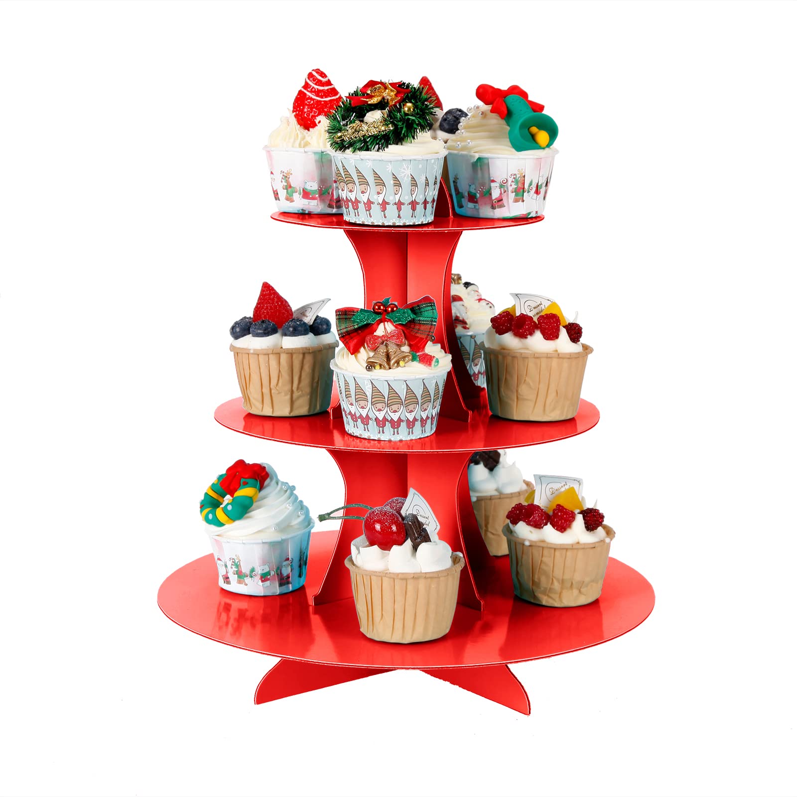 2-Pack 3-Tier Cupcake Stand Holder for Birthday Parties, Wedding Dessert Tables & Floral Tea Events - 12