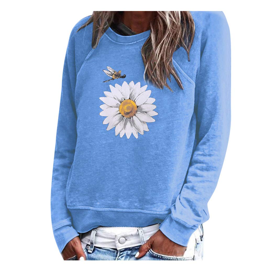 Boho Tops for Women - Floral Crew Neck Long Sleeve Sweatshirts, Casual Plain Tunic Tops | Perfect for Everyday Wear, Weekend Outings & Boho-Chic Fashion Styles