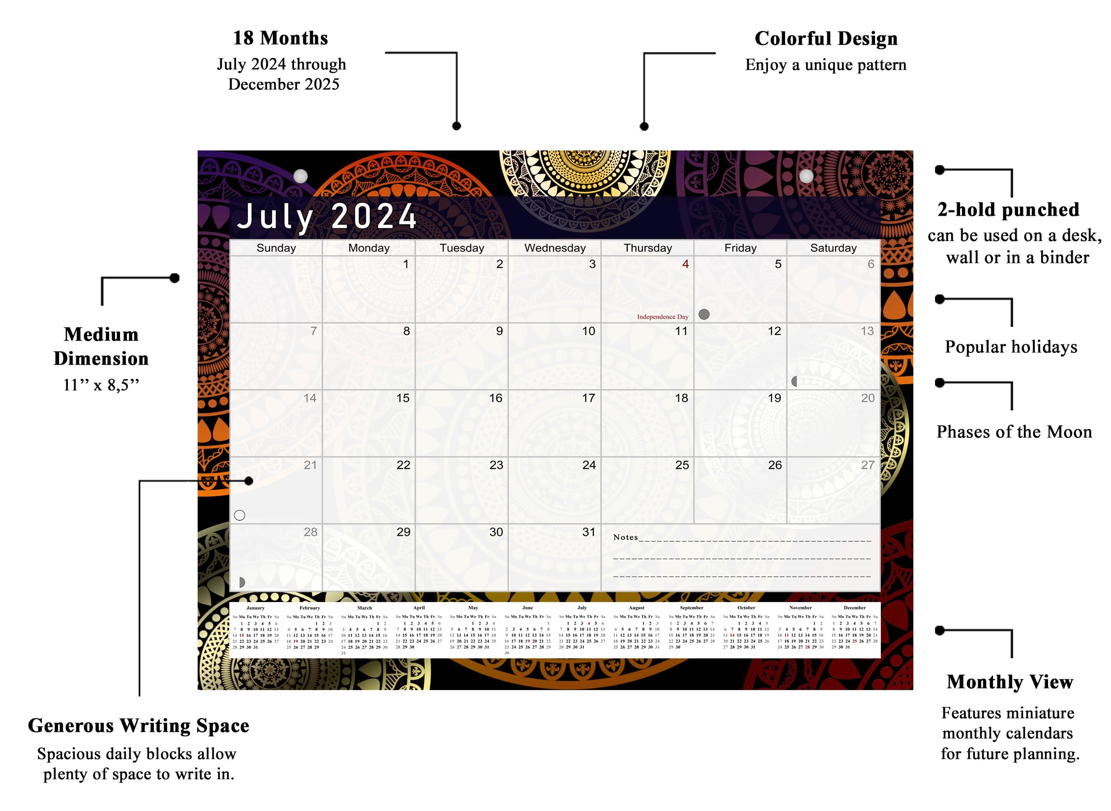 2024-2025 18-Month Magnetic Desk Calendar Planner - Wall & Desktop Organizer with Monthly Layout - Perfect for Office, Home & School Planning (Edition #12)