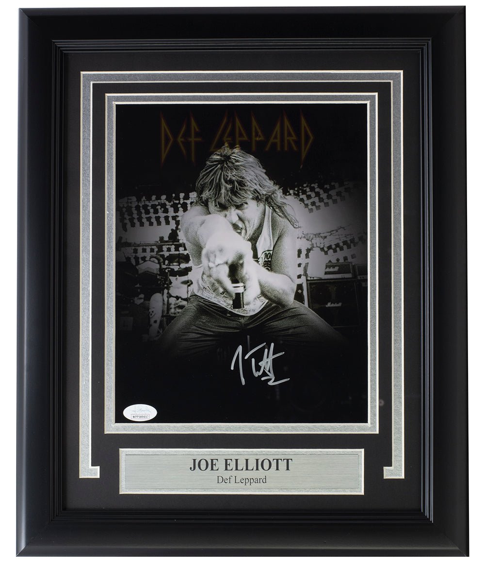 Joe Elliott Autographed 8x10 Def Leppard Framed Photo with JSA Certificate - Perfect for Music Memorabilia Collectors & Rock Fans' Home Decor