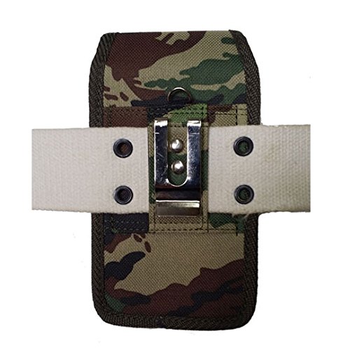 AISCELL Belt Holster Metal Clip Case - Rugged Camouflage Nylon Pouch for iPhone 16 Pro Max/Plus, 15 Pro Max/Plus, 14 Pro Max/Plus, 13 Pro Max, 12 Pro Max - Compatible with Bulky Protective Cases | Perfect for Outdoor Activities, Hiking, Construction Work & Tactical Use