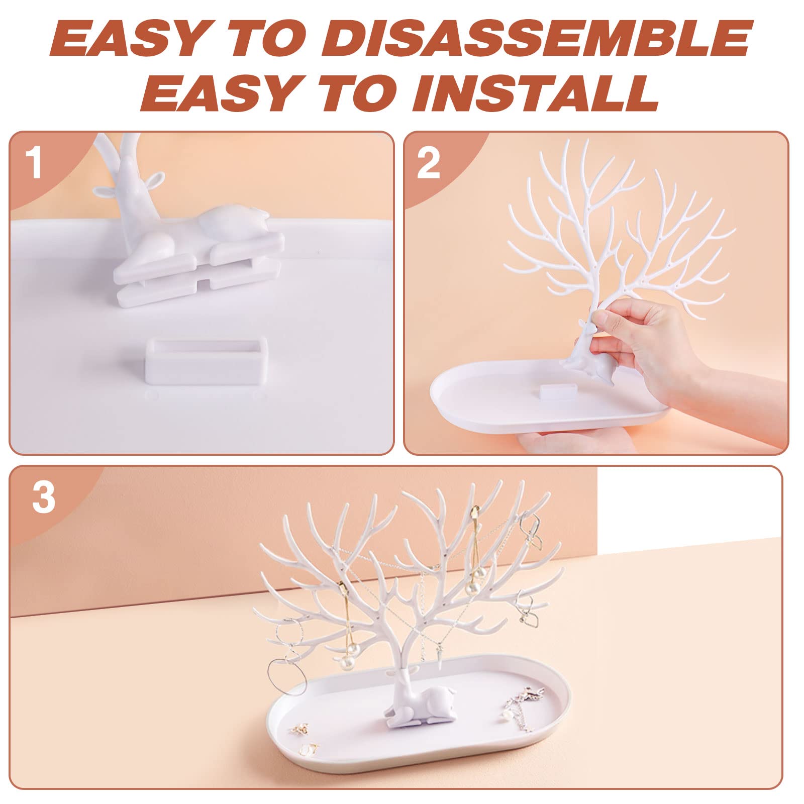 Antlers Jewelry Display Stand - Necklace Earring Bracelet Organizer - Plastic Jewelry Tree Holder for Women - Perfect for Boutique, Wedding & Home Decor (Green)