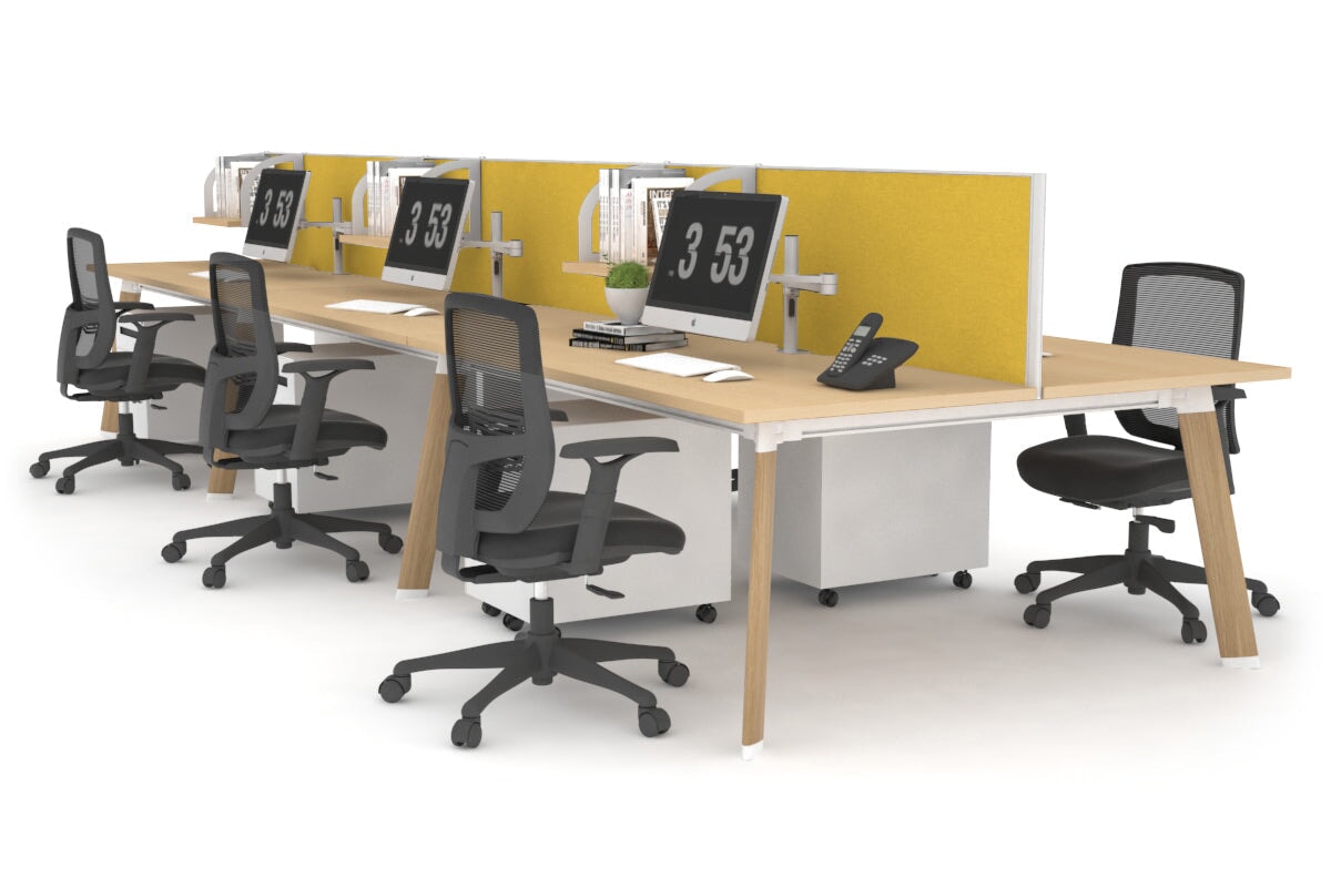 6-Person Wooden Workstation with Imprint Frame - 1600L x 700W Dimensions - Ideal for Office, Conference Room & Collaborative Workspaces