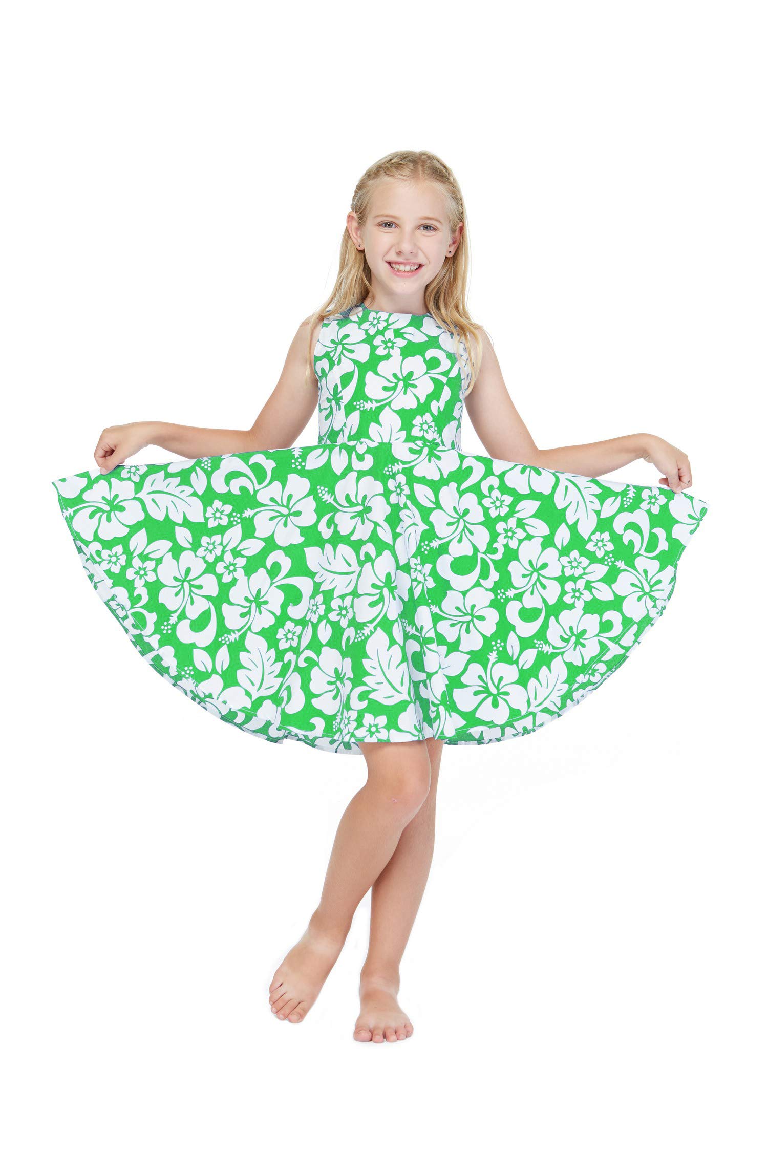 Vintage Hawaiian Luau Matching Father Daughter Shirts - Classic Hibiscus Print Aloha Shirt & Dress Set for Father's Day, Family Vacations & Tropical Themed Parties