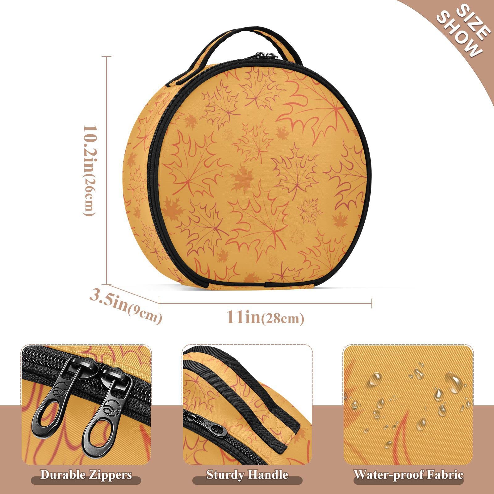 Linqin Travel Makeup Organizer Bag for Women - Portable Cosmetic Case with Adjustable Dividers, Toiletry & Jewelry Organizer, Skincare Pouch for Brushes & Cosmetics (Maple Leaf Design) - Perfect for Travel, Home Storage & Daily Use