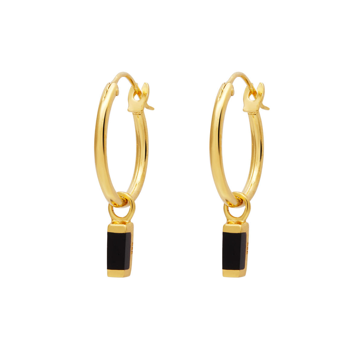 Lumen Onyx Hoops Gold Earrings for Women - Elegant Black Onyx Stone Dangle Hoop Earrings with 14K Gold Plating | Perfect for Parties, Weddings & Evening Events