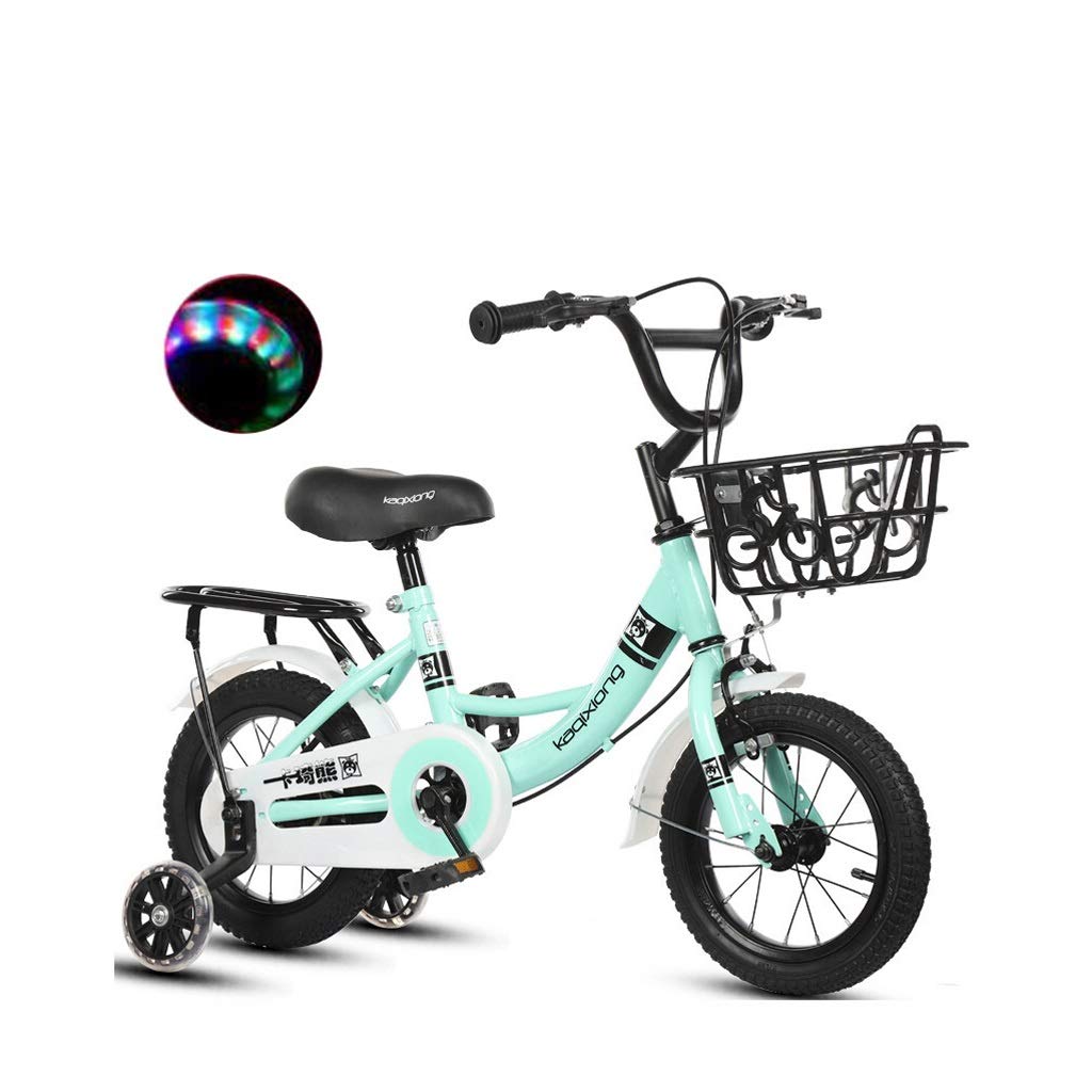 **Kids Bicycle with Rear Seat - 12/14/16 Inch for Ages 2-7 Years - 3 Color Options (Green, 14 Inch) - Perfect for Family Rides & Outdoor Adventures**