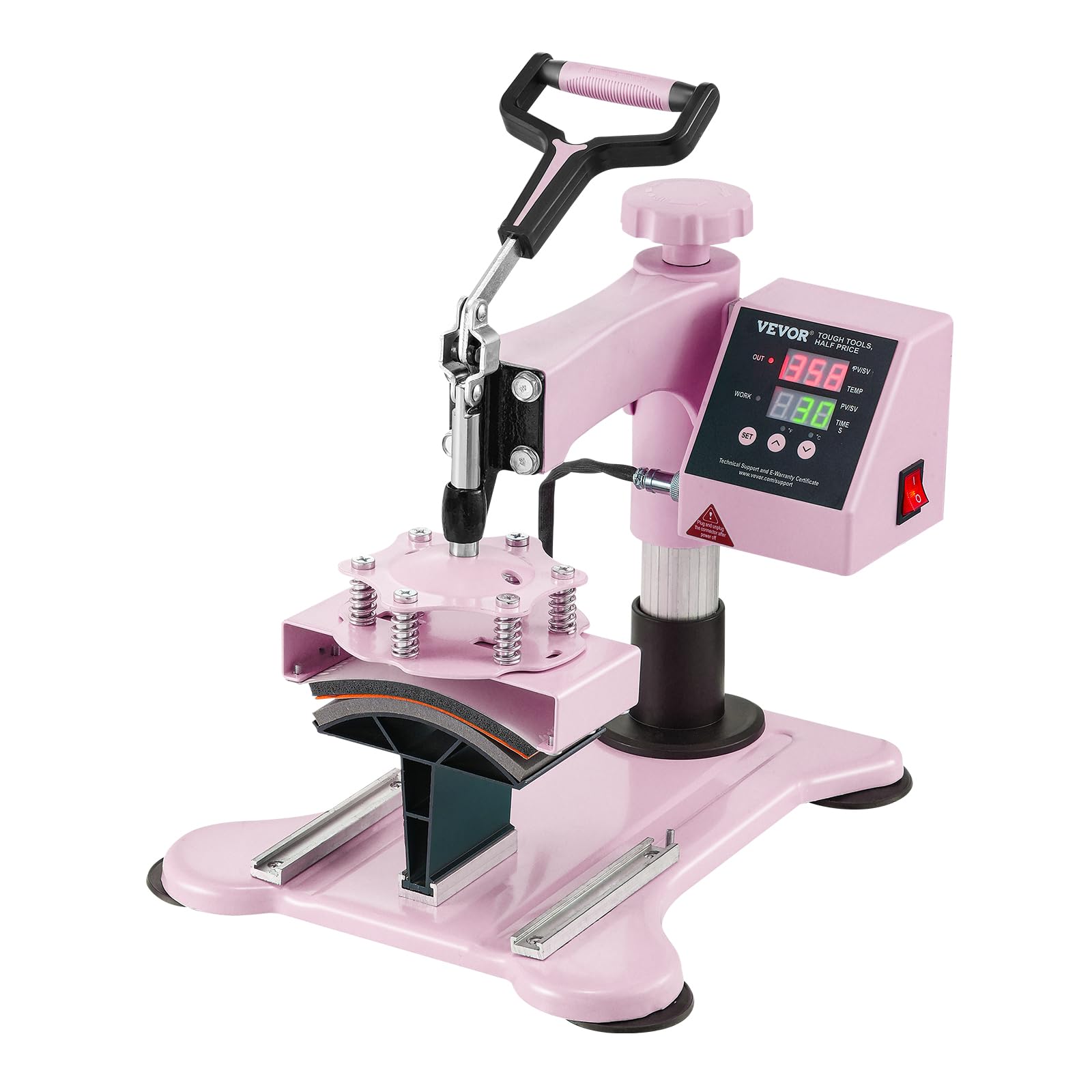 VEVOR 5 in 1 Heat Press Machine Combo with 30oz Tumbler Press & Hat Press, 12x15 Inch Sublimation Heat Press for T-Shirts, Hats, Caps, Tumblers, Mugs, Plates - Perfect for DIY Crafts, Custom Apparel & Small Business (Pink)