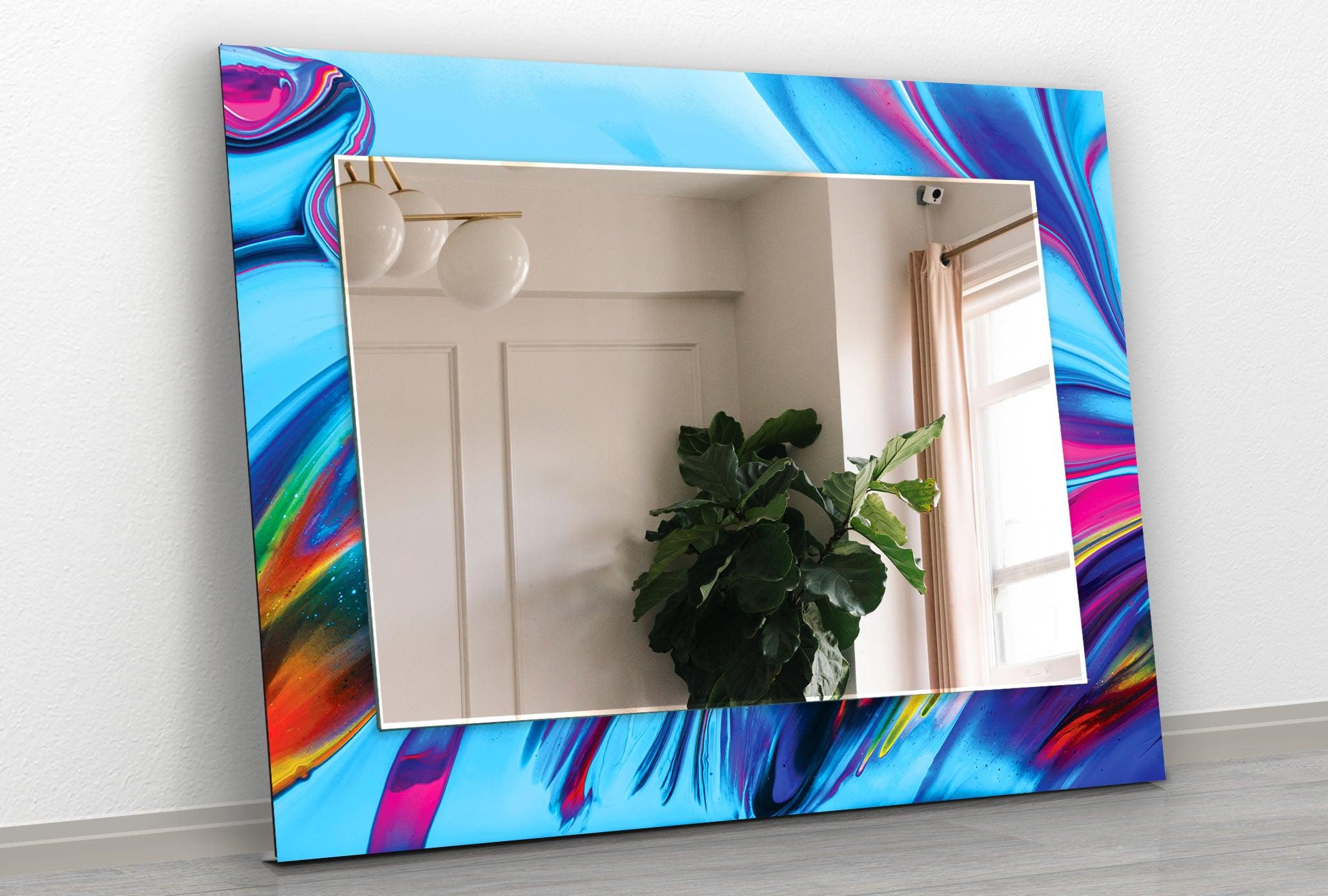 Stylish Blue Wall Mirrors for Home Decor - Modern Round & Rectangular Designs - Perfect for Living Room, Bedroom, or Bathroom