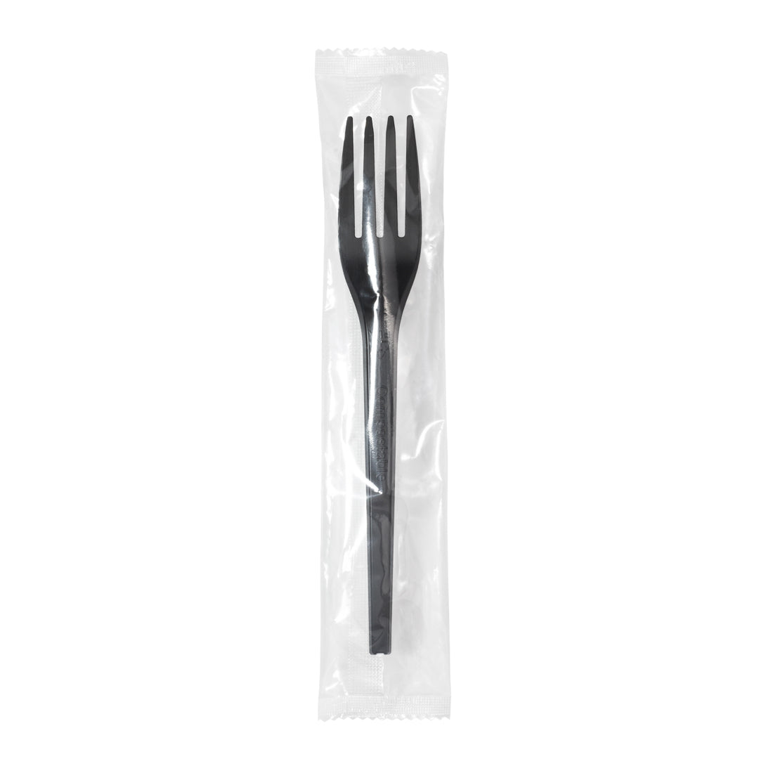 Eco-Friendly Black CPLA Plastic Forks - 250 Count, Heat Resistant, Compostable Cutlery for Parties, Picnics & Catering | 6.5 Inch Disposable Forks
