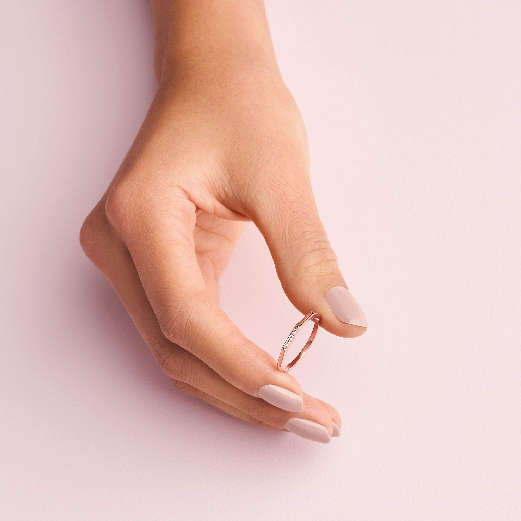 Pandora Multifaceted Rose Gold Ring for Women - 14k Rose Gold-Plated Stackable Ring with Cubic Zirconia - Size 5 - Perfect for Layering, Stacking & Gift Giving