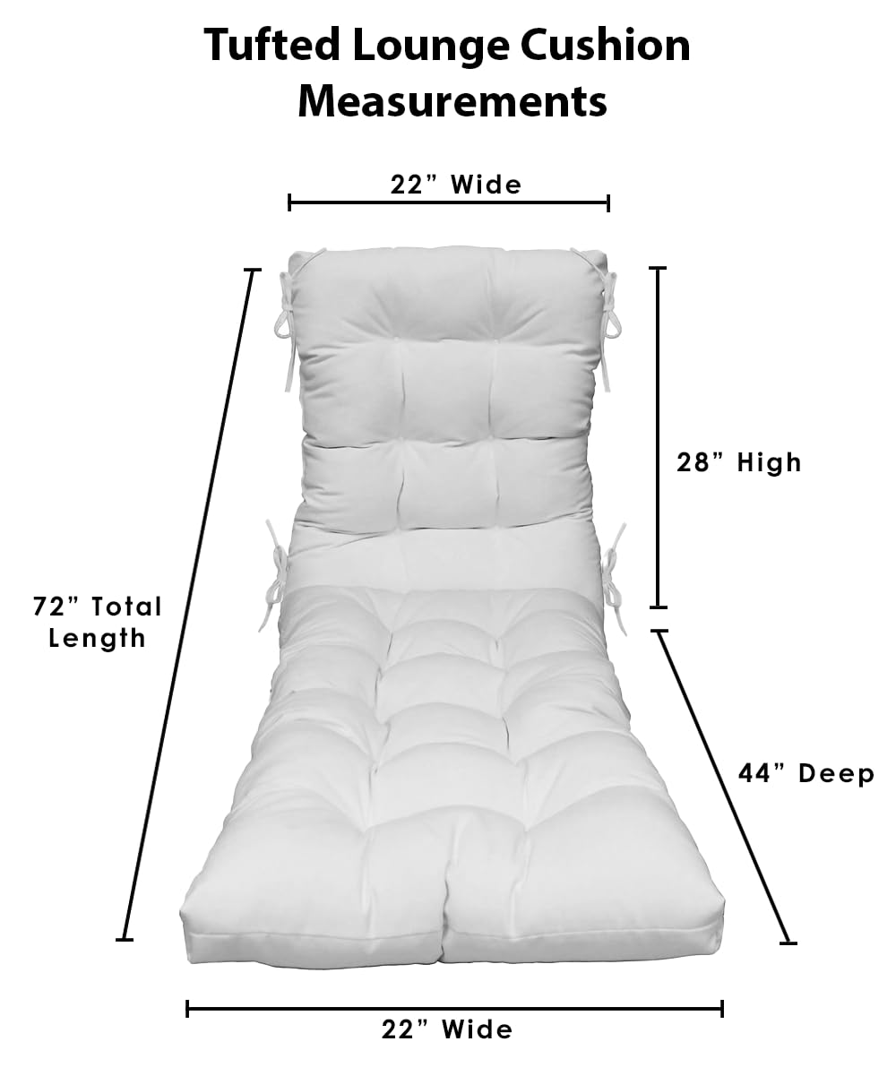 RSH DECOR: 72” x 22” Tufted Chaise Lounge Seat Cushion - All-Weather Spun Fabric, Water & Fade Resistant - Navy Blue Outdoor Chair Cushion for Patio, Poolside & Garden Furniture