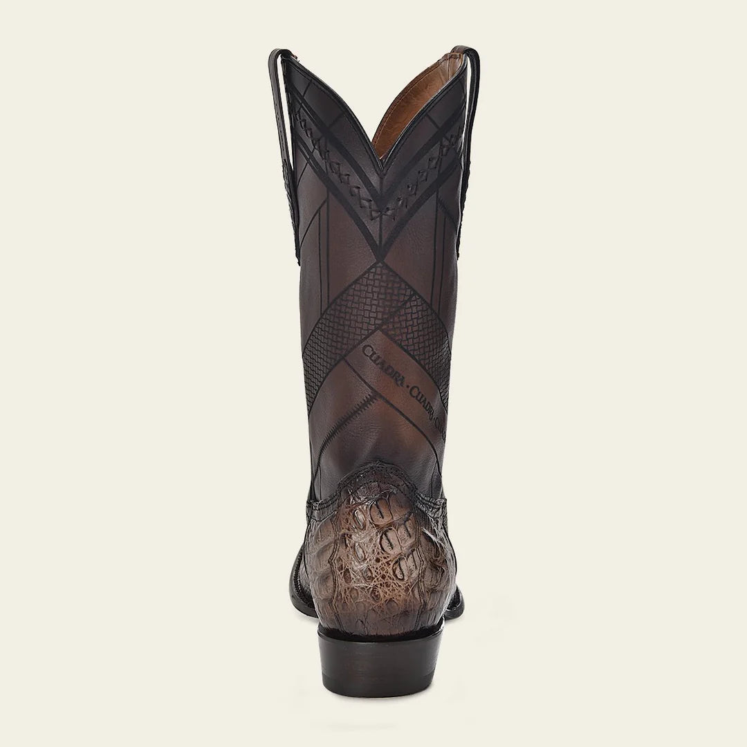 Exotic Caiman Leather Cowboy Boots for Men - Premium Chocolate Brown Dress Boots - Perfect for Western Rodeo, Country Dance & Casual Wear