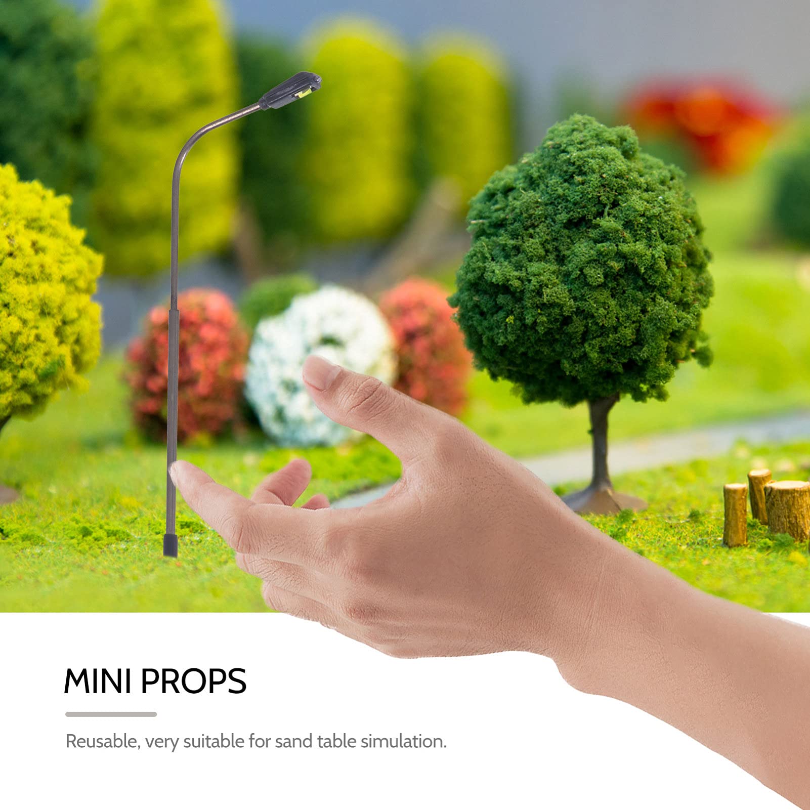 EXCEART 10pcs Miniature Street Lamp Post Lights - Stainless Steel Model Railway Accessories for Outdoor Train Tracks, DIY Scenery, and Miniature City Displays - Perfect for Model Train Sets, Dioramas, and Home Decoration