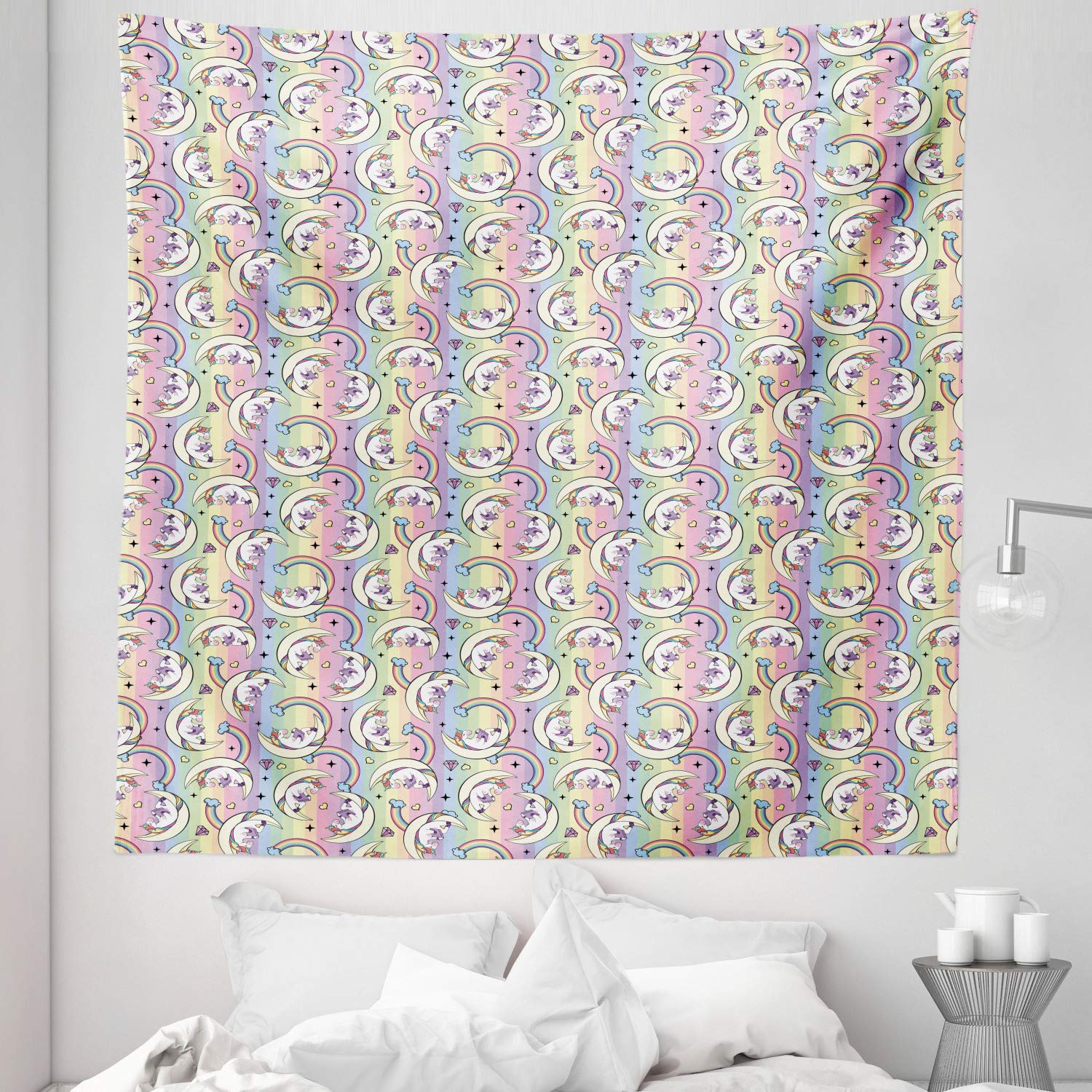 Ambesonne Rainbow Unicorn Tapestry - Queen Size 88
