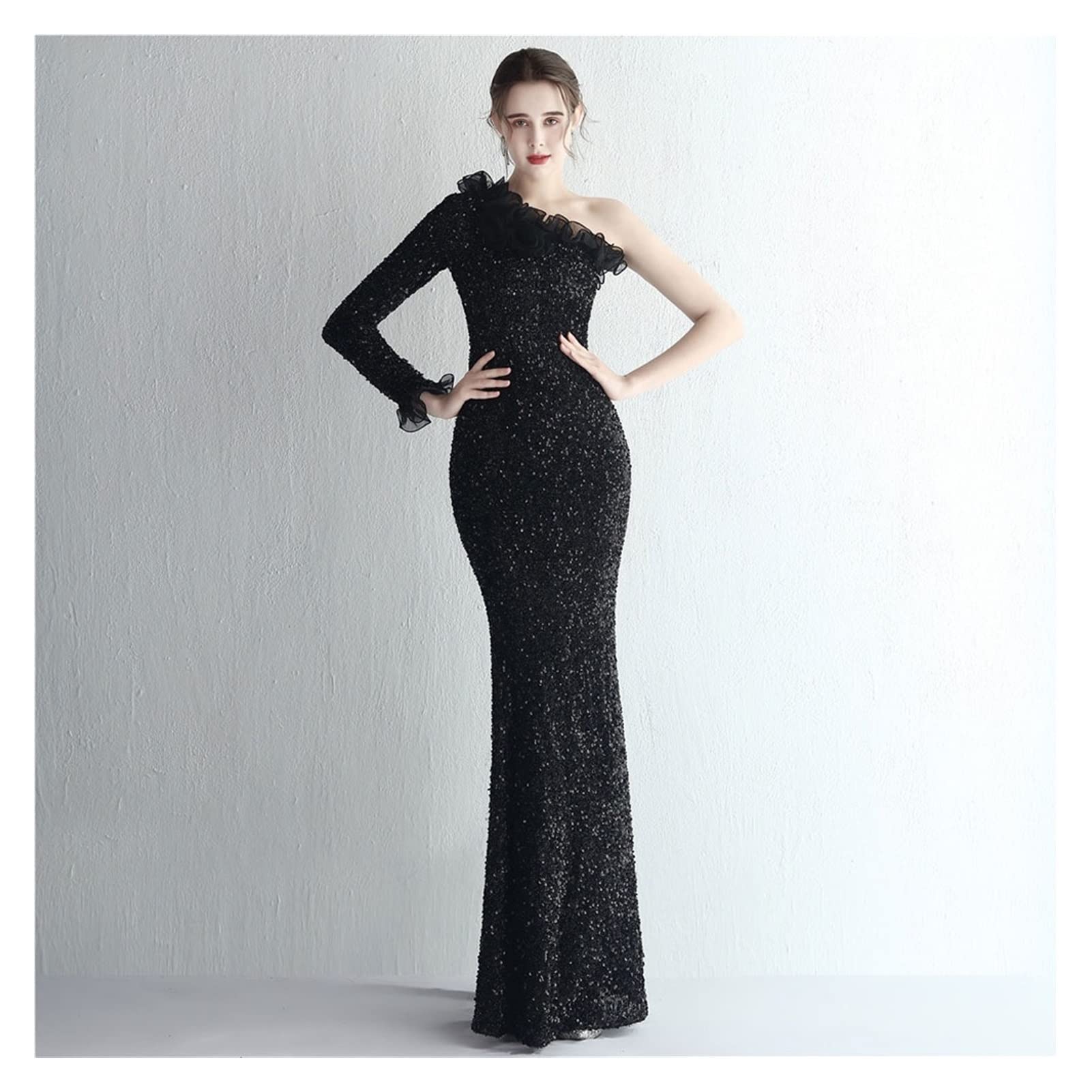 Elegant One Shoulder Sequin Mermaid Prom Dress for Women - Sexy Evening Cocktail Party Bodycon Formal Gown (Color: Fuchsia, Size: Small) | Perfect for Prom Night, Cocktail Parties, Date Nights & Special Occasions