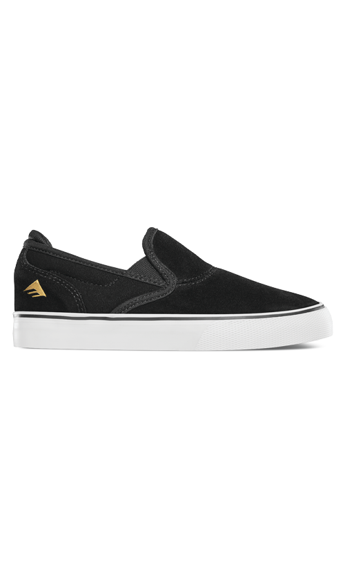 Emerica Wino G6 Youth Slip-On Skate Shoes - Black/White/Gold - Comfortable & Durable for Skateboarding & Casual Wear