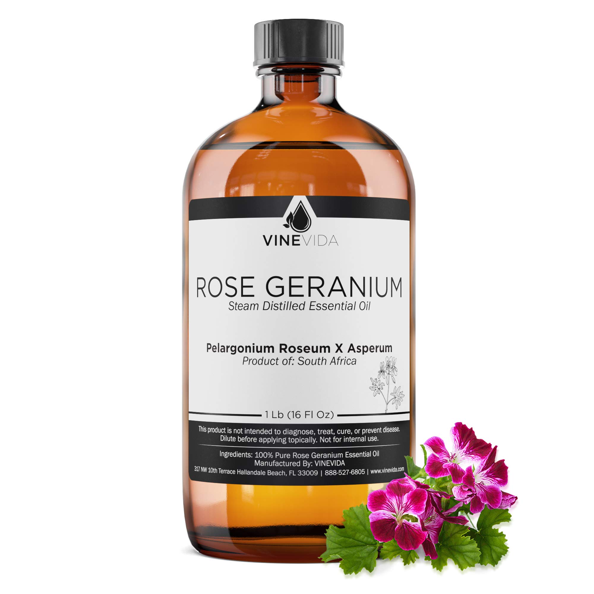 16 oz Bulk Essential Oil - 100% Pure Undiluted Geranium Rose Oil in Glass Bottle - 1 Pound Therapeutic Grade Aromatherapy Oil for DIY Soaps, Candles, Diffusers & Skin Care - Perfect for Relaxation, Spa & Home Fragrance