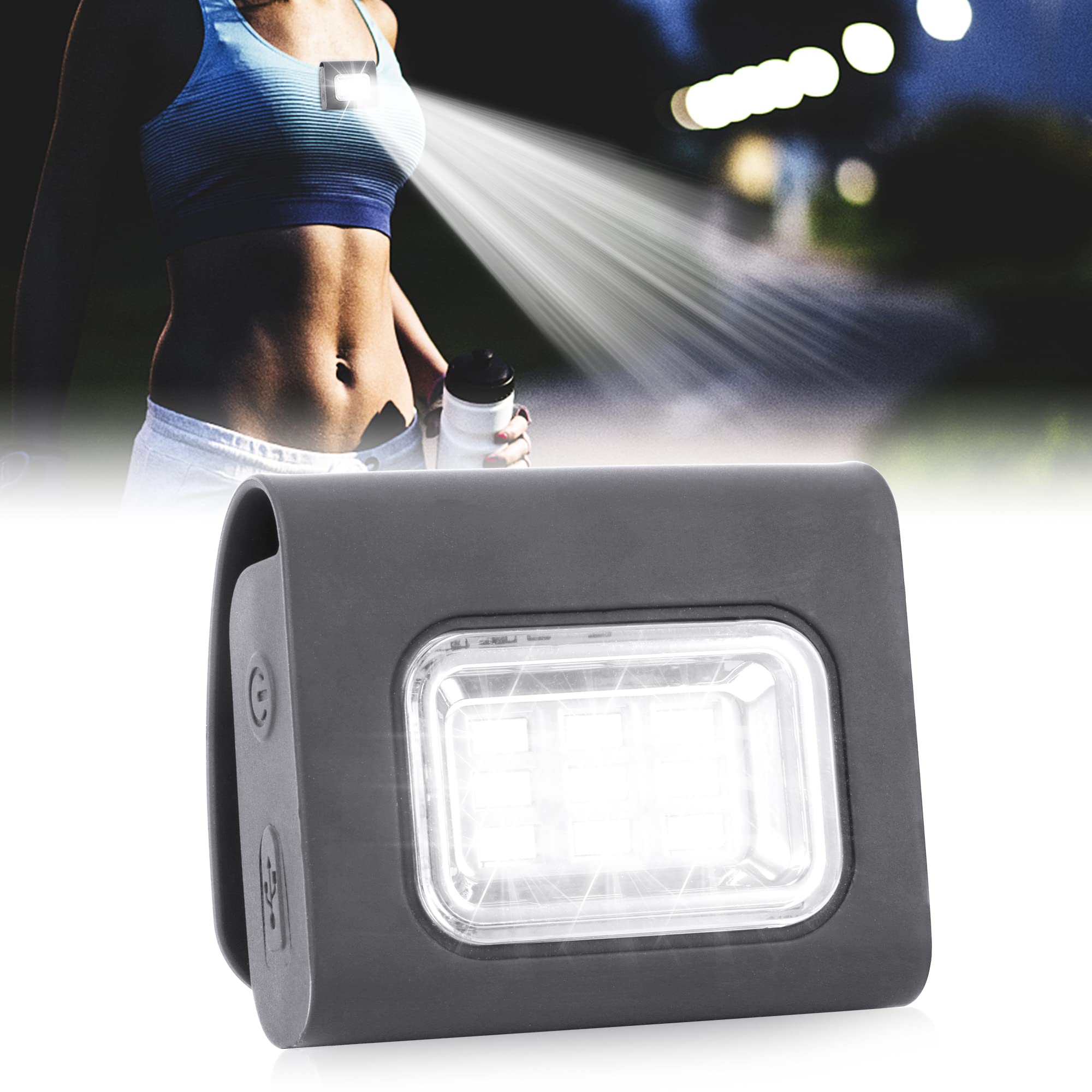 BASIKER Rechargeable LED Running Light - USB Magnetic Clip On Light for Night Jogging, Hiking & Camping | Waterproof Outdoor Safety Gear for Runners, Cyclists & Dog Walking