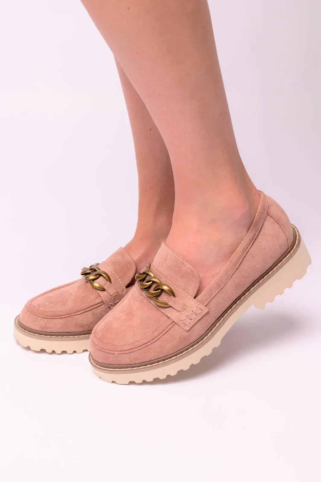 Blush Faux Suede Loafers for Women - Comfortable Slip-On Shoes for Casual Outfits, Office Wear & Travel