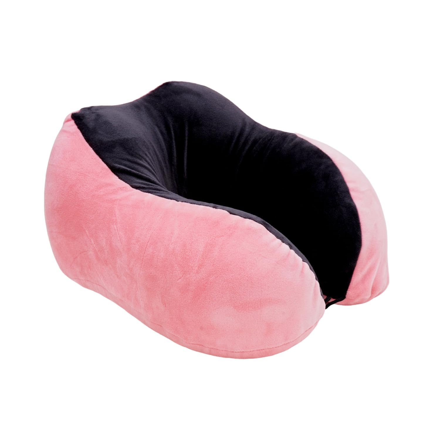Ashtron Plush Pink Memory Foam Travel Neck Pillow - Soft Washable Cover for Airplane, Car & Home Use - Orthopedic Support for Neck Pain Relief & Comfortable Sleep