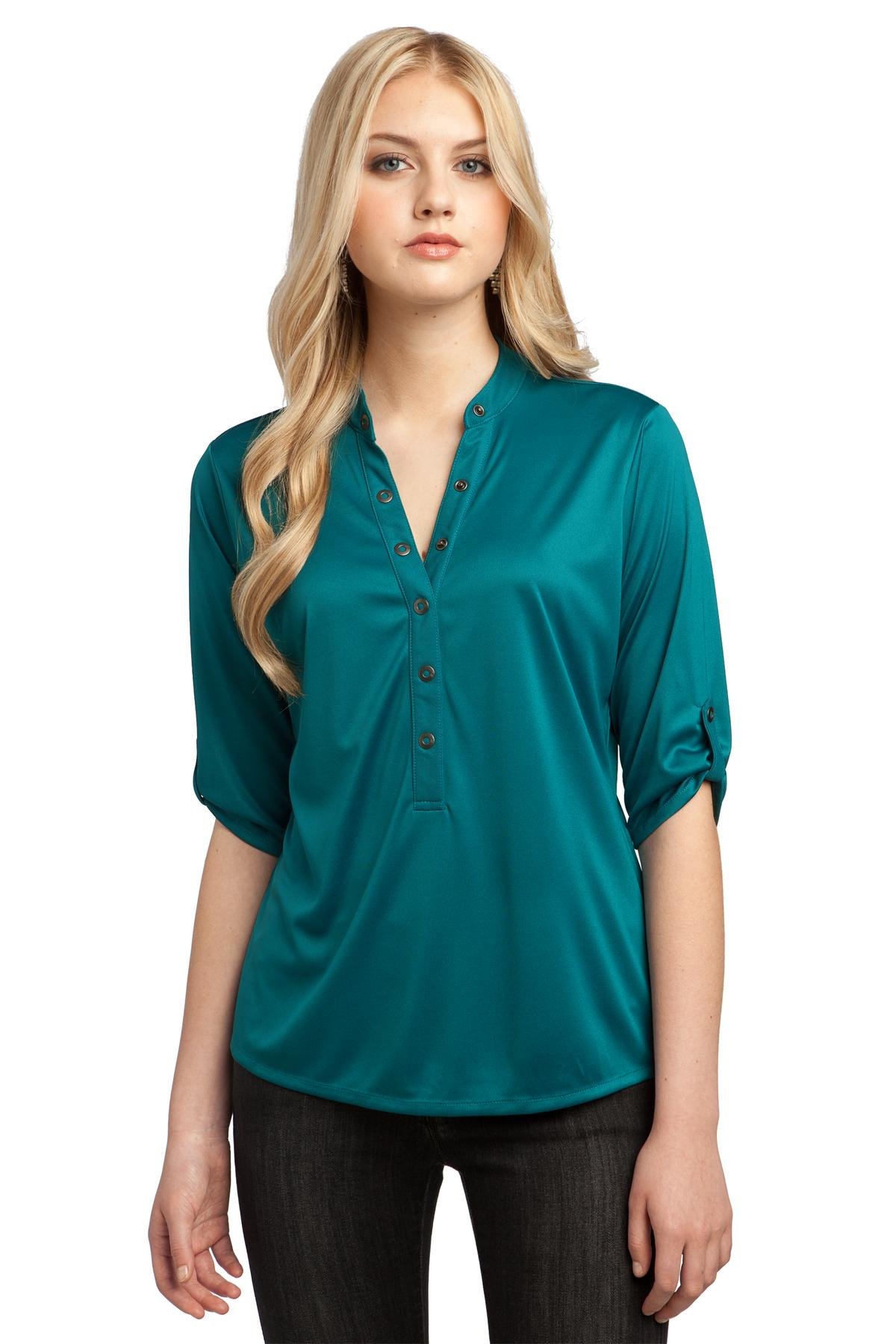 OGIO Women's Crush Henley T-Shirt - Torque Teal, Small Size - Casual Wear & Outdoor Activities