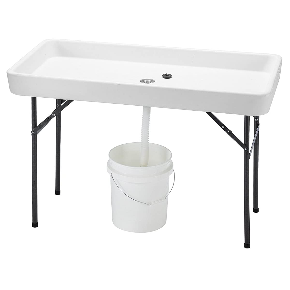 SAFSTAR 4FT Portable Folding Ice Cooler Table with Drain Plug & Skirt - Outdoor Buffet, Camping, Fishing, BBQ, Picnic, Tailgate Party - Perfect for Food Storage, Chilling Drinks & Cleaning Fish