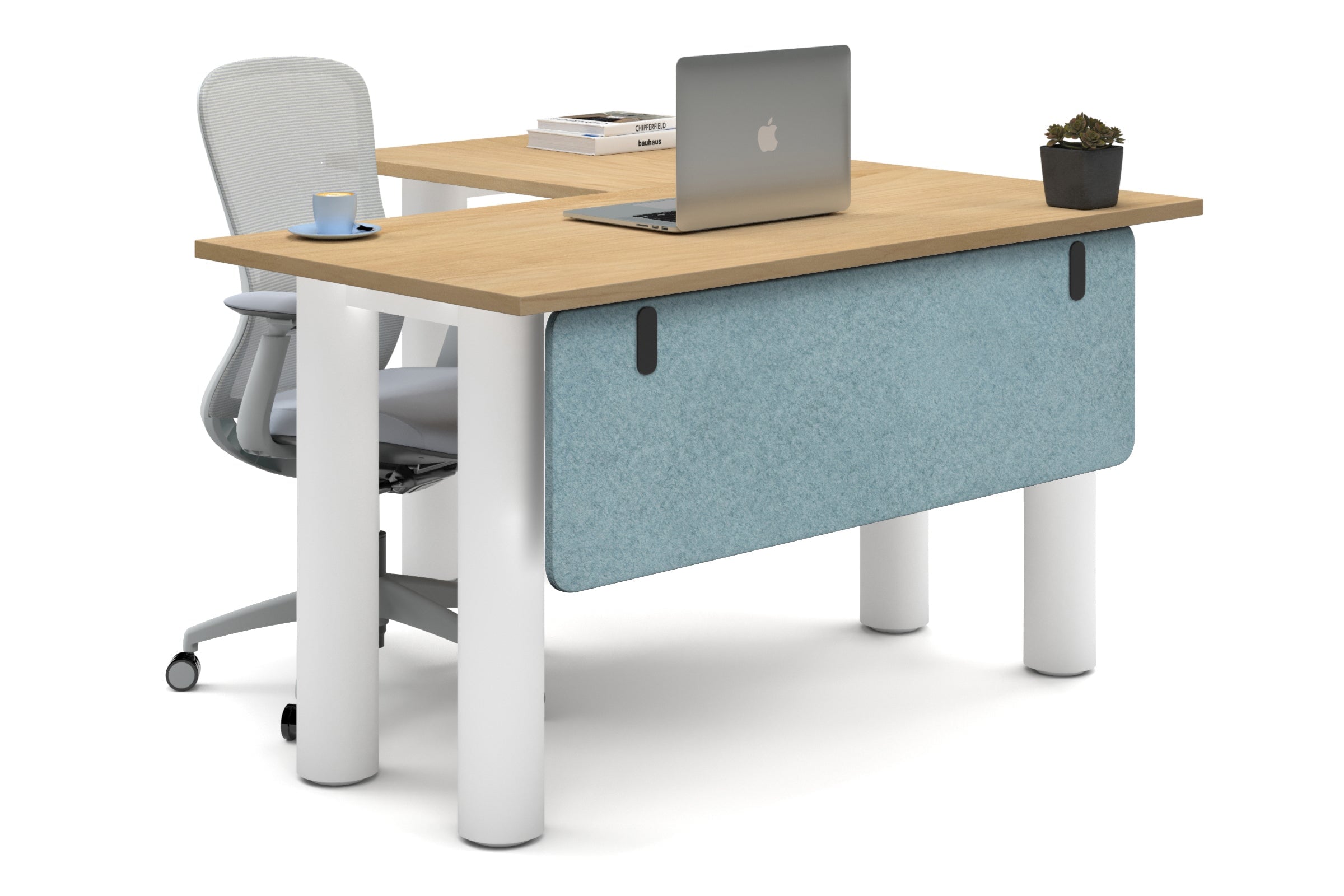 L-Shaped Corner Office Desk with Quadro Cylinder Legs - 1400L x 1450W Dimensions - Perfect for Home Office, Gaming Setup & Workspace Organization