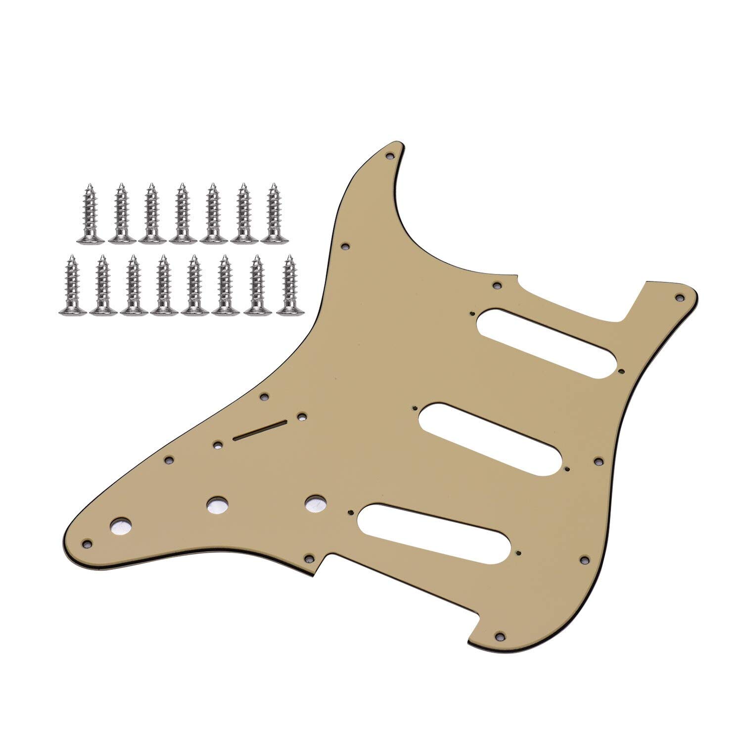 Left-Handed 11 Hole Guitar Pickguard - 3 Ply Cream Pickguard with Screws for ST Style Electric Guitars | Perfect for DIY Guitar Repair & Customization Projects