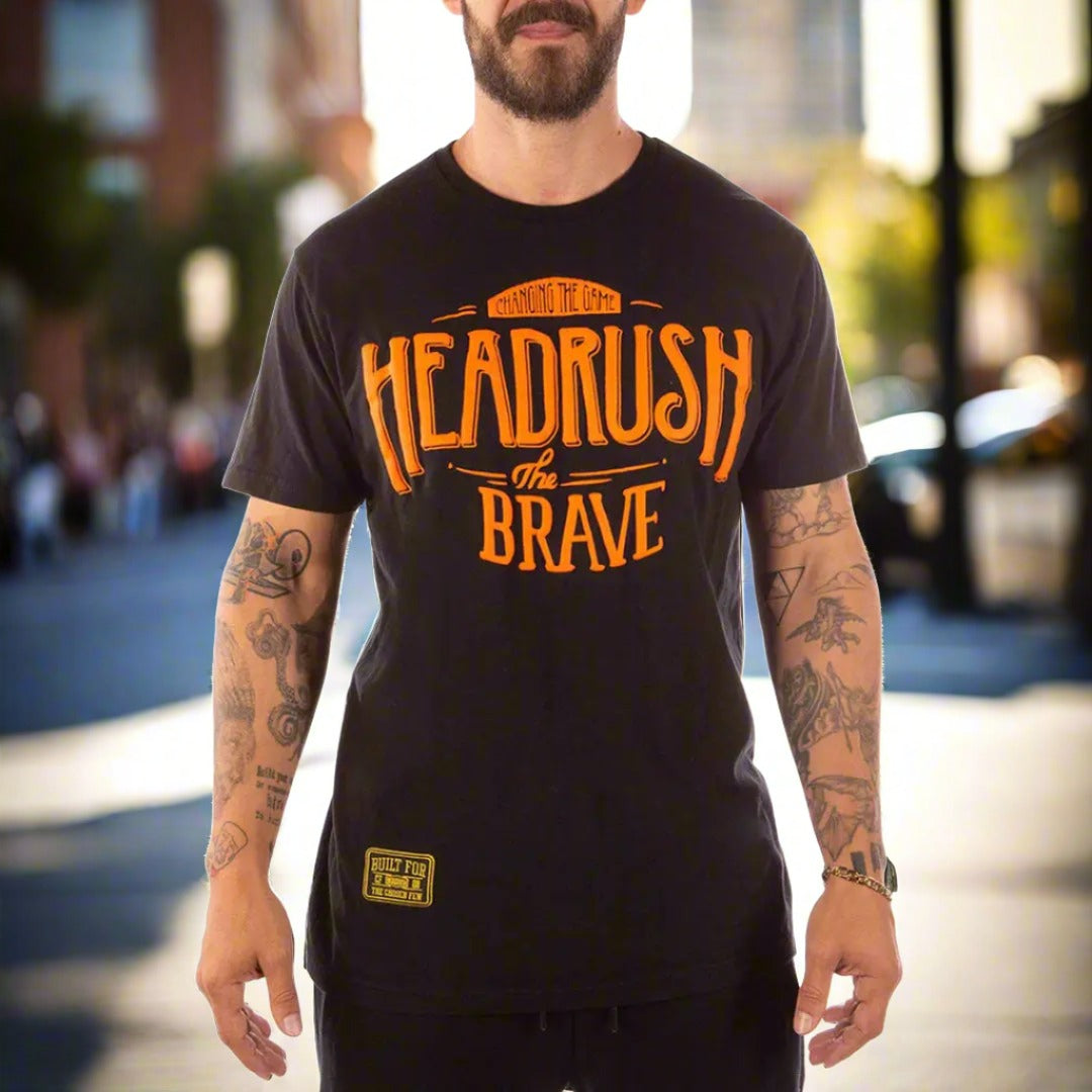 Headrush Men's For The Brave Short Sleeve T-Shirt - Comfortable Casual Tee for Outdoor Adventures, Gym Workouts & Everyday Wear